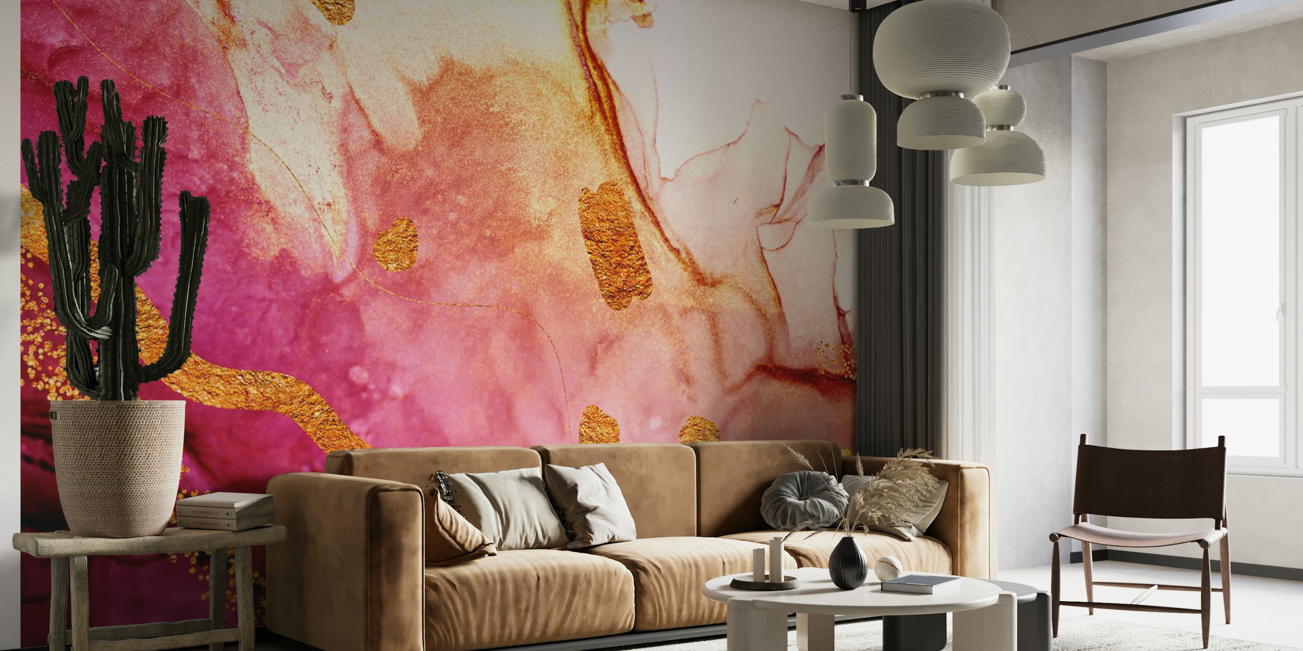 Pink luxury tapetdesign i ett rum