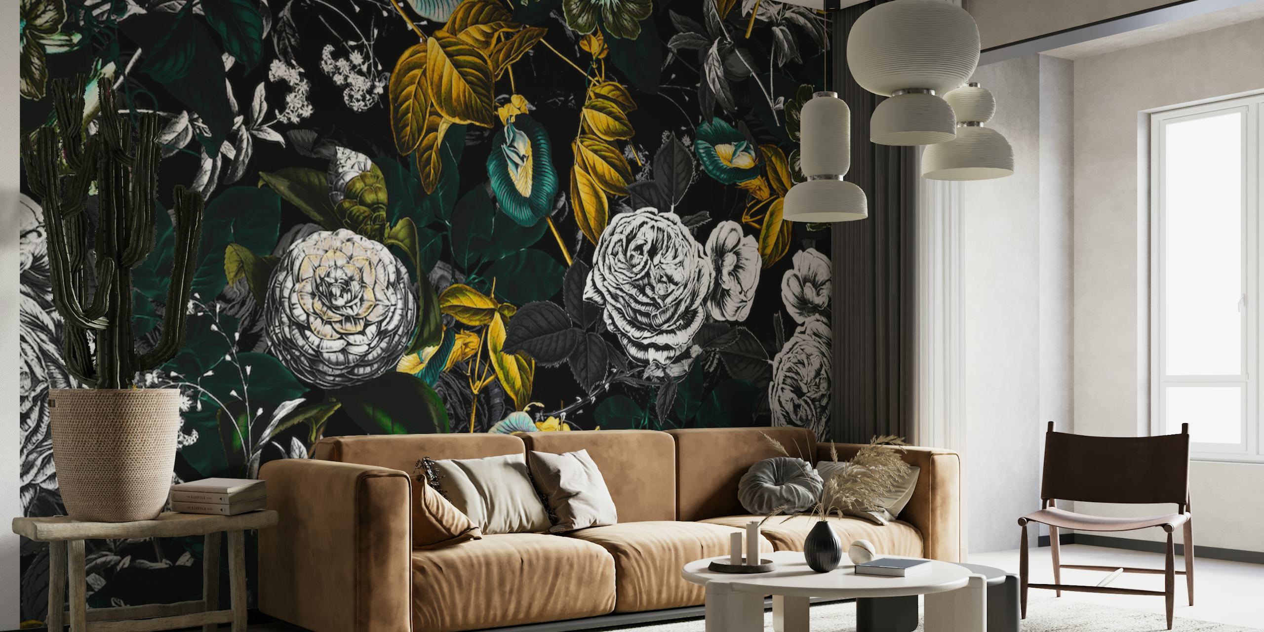 Exotic Garden - night floral wallpaper design