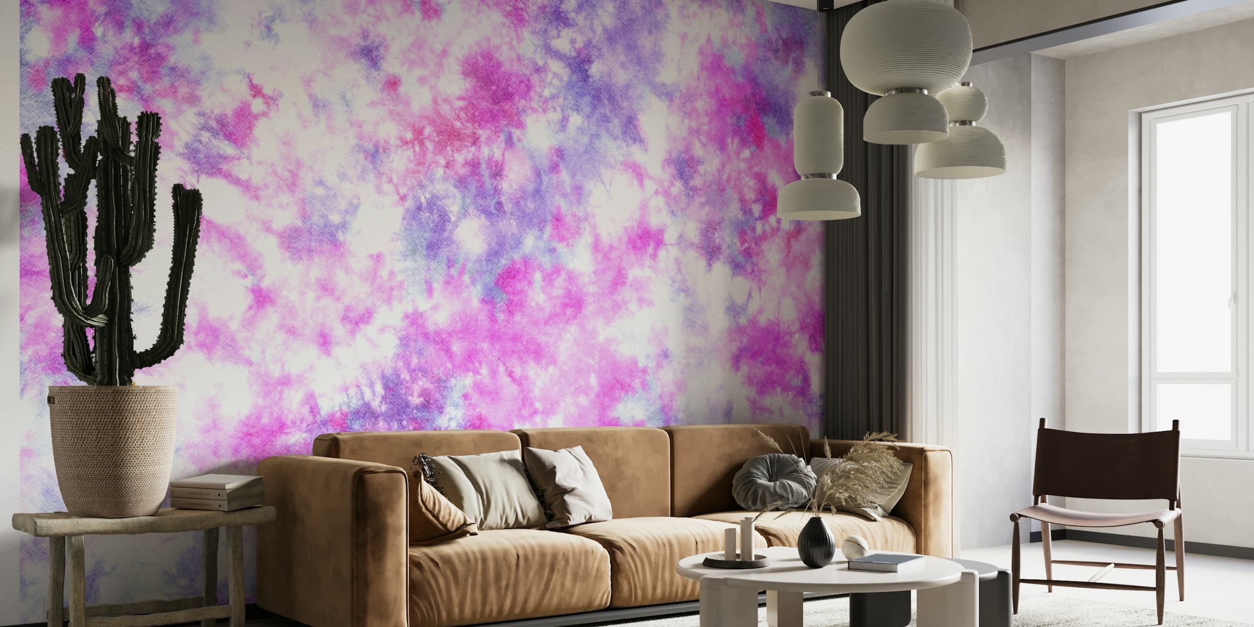 Pink and Purple tie-dye wallpaper for modern home decor