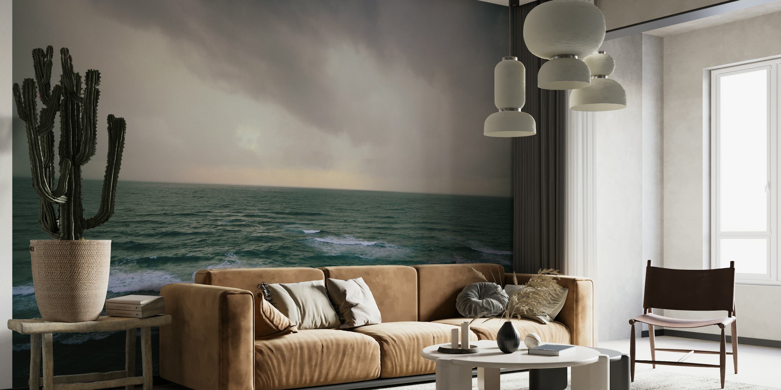 Ocean waves with gray and blue hues wall mural