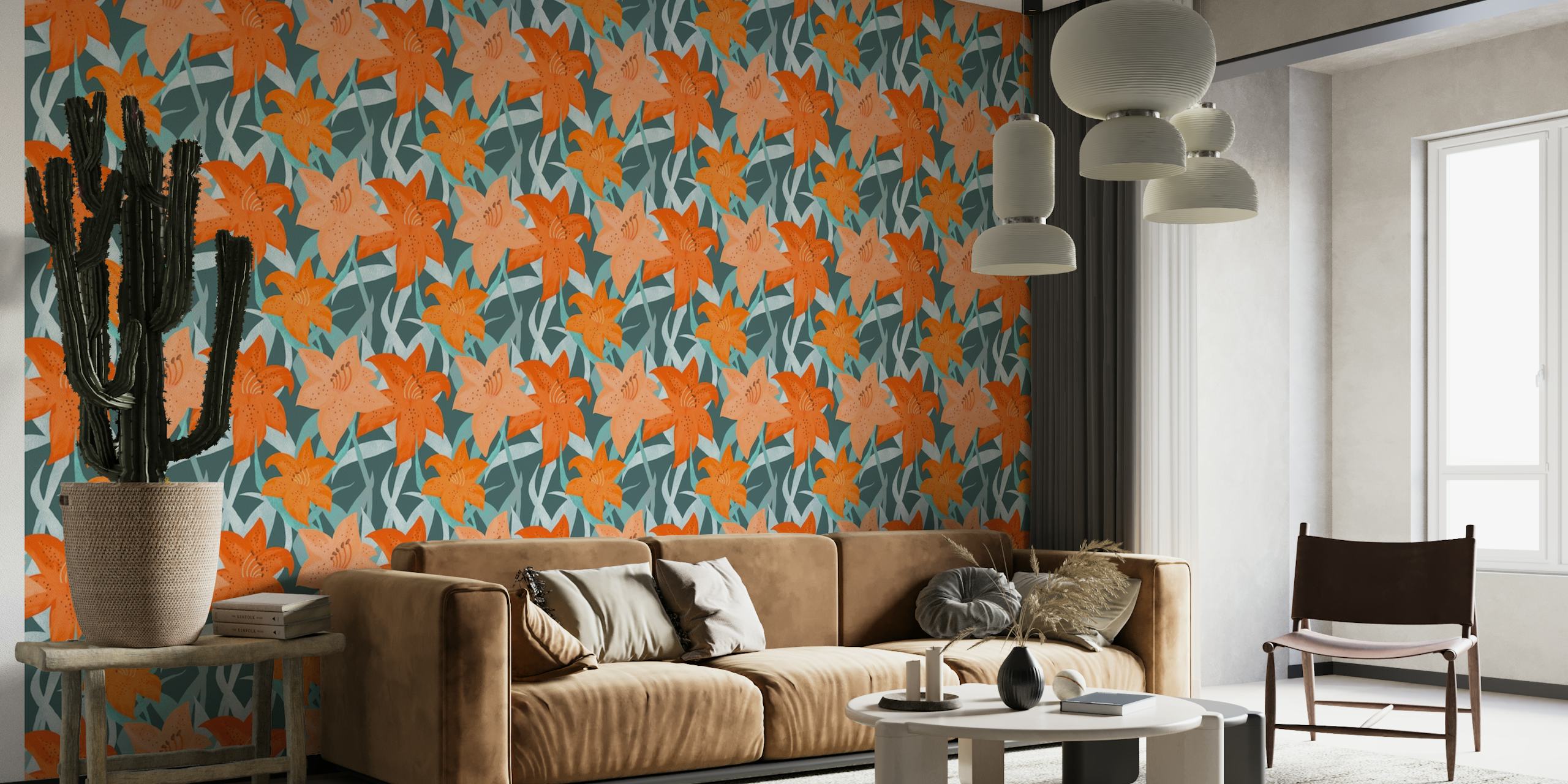 Tiger Lilies Floral Pattern ταπετσαρία