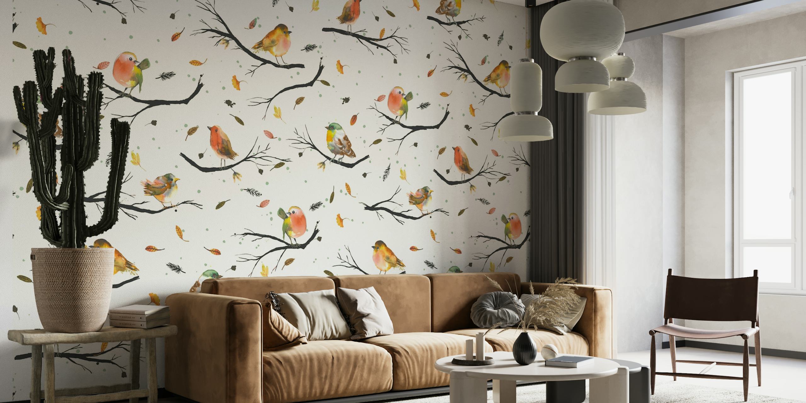 Autumn Birds Trees Branches wallpaper