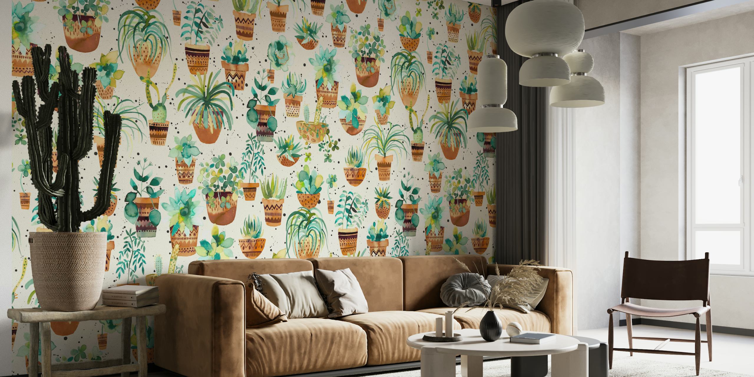 Succulent Home Plants behang in levendig ontwerp