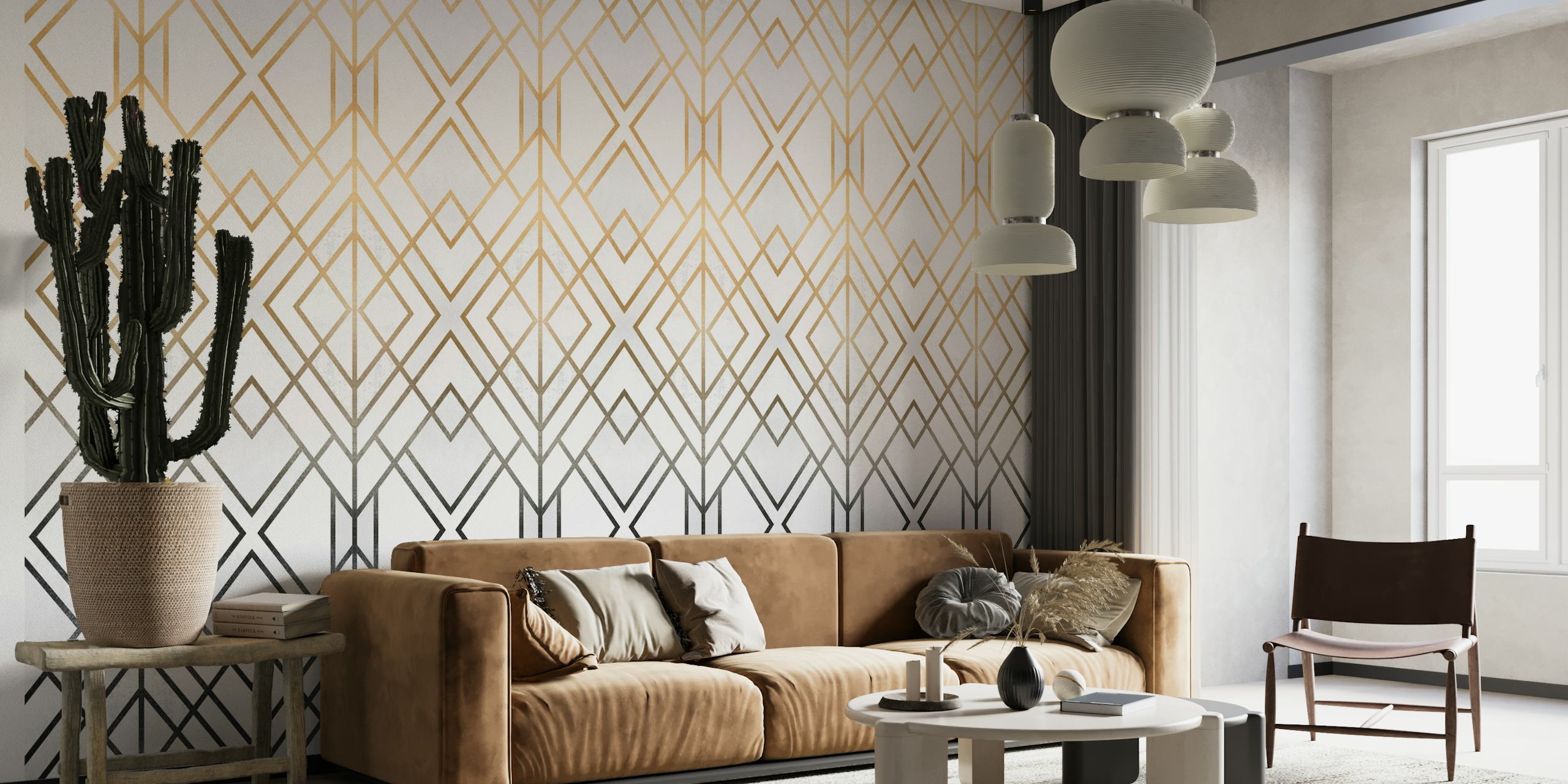 Gold And Grey Geo behang