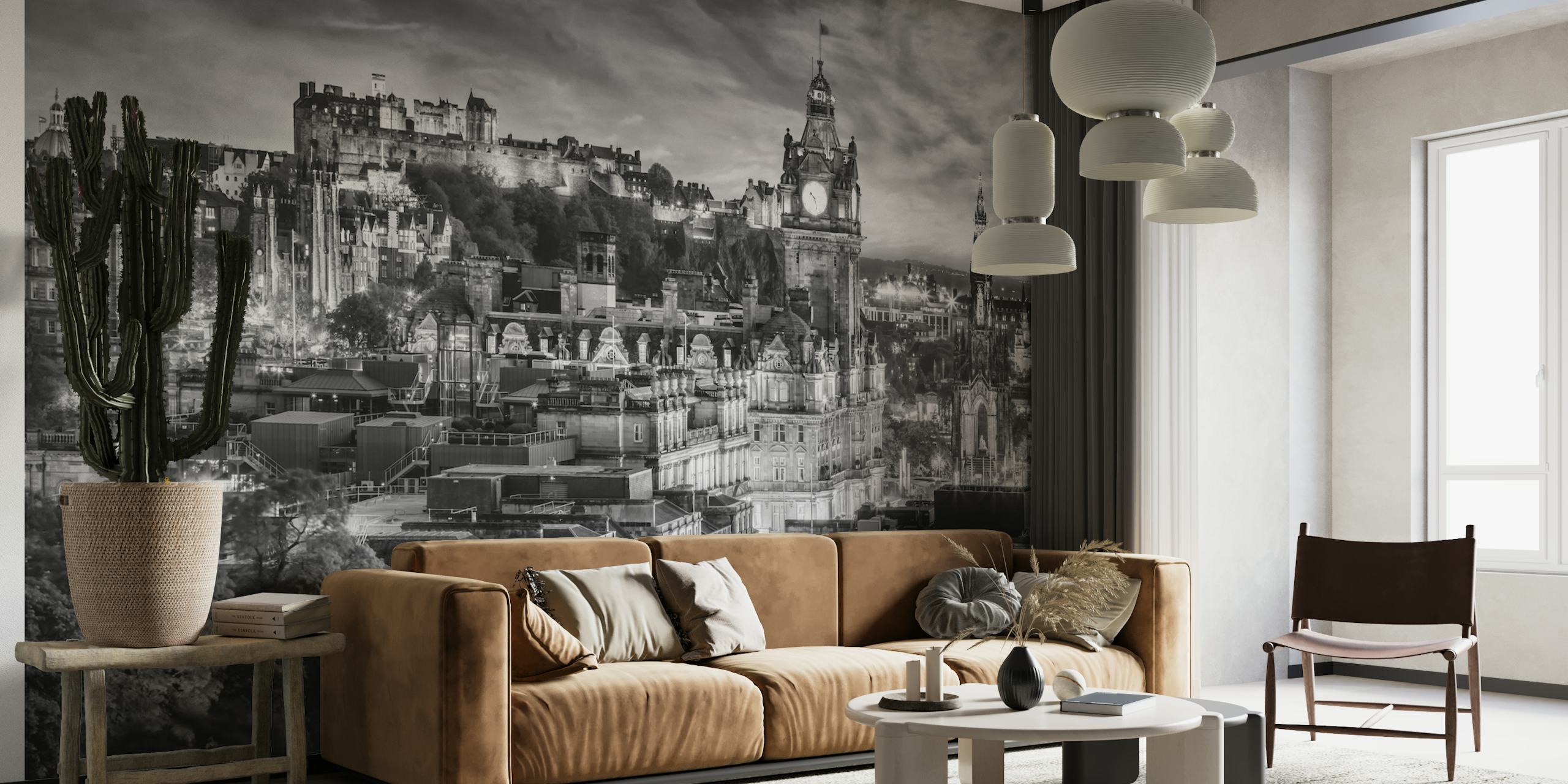 Edinburgh monochrome skyline wallpaper