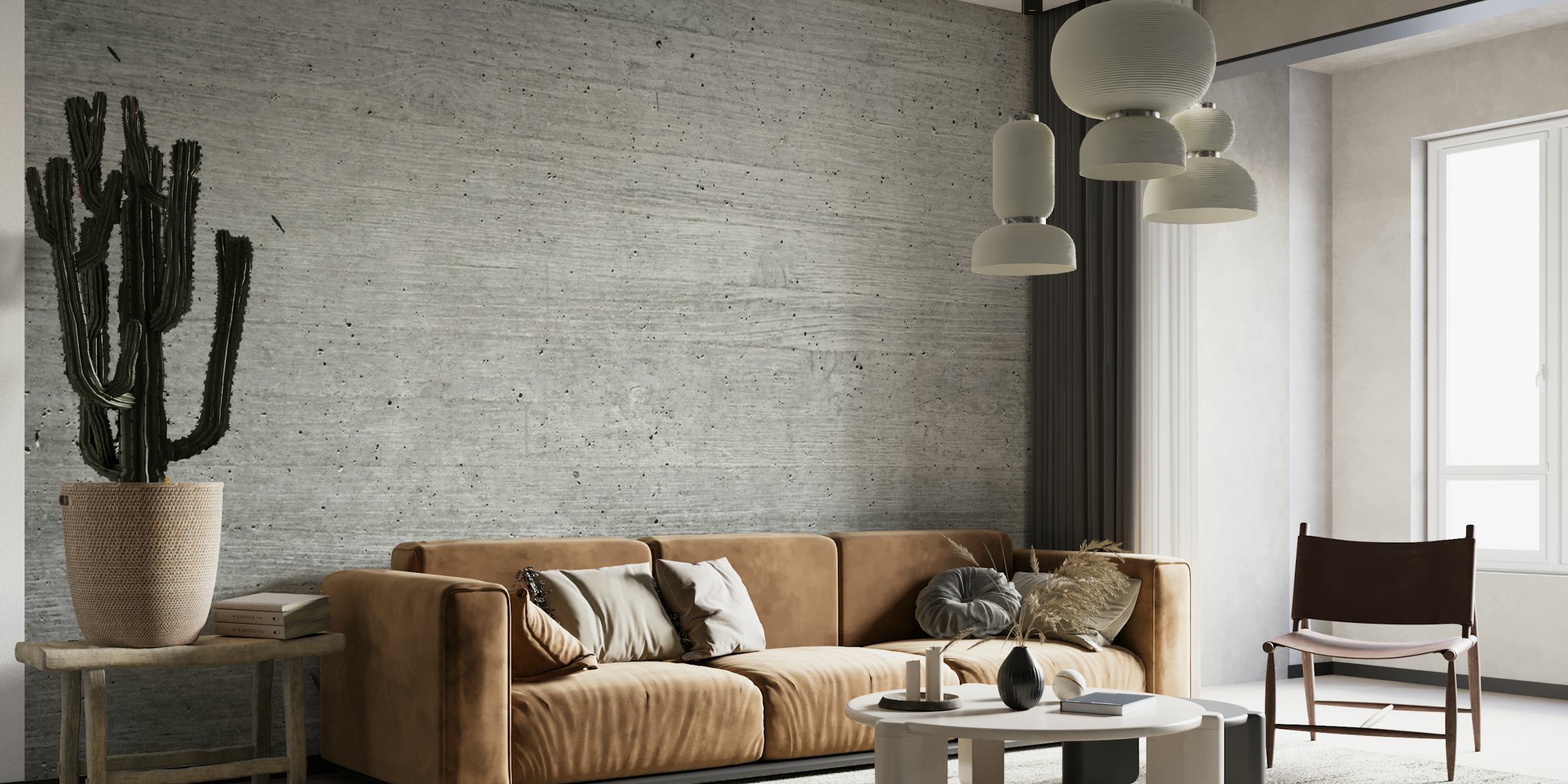 Concrete wood grain wallpaper
