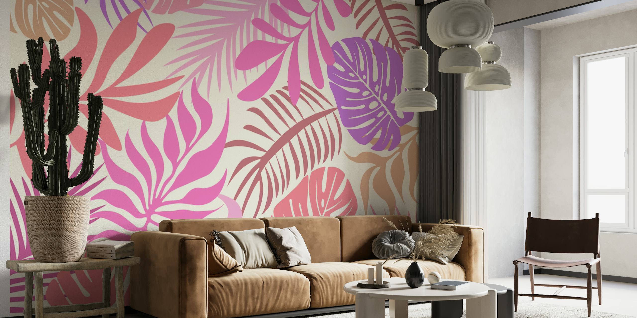 Pastel Tropical Leaves wallpaper