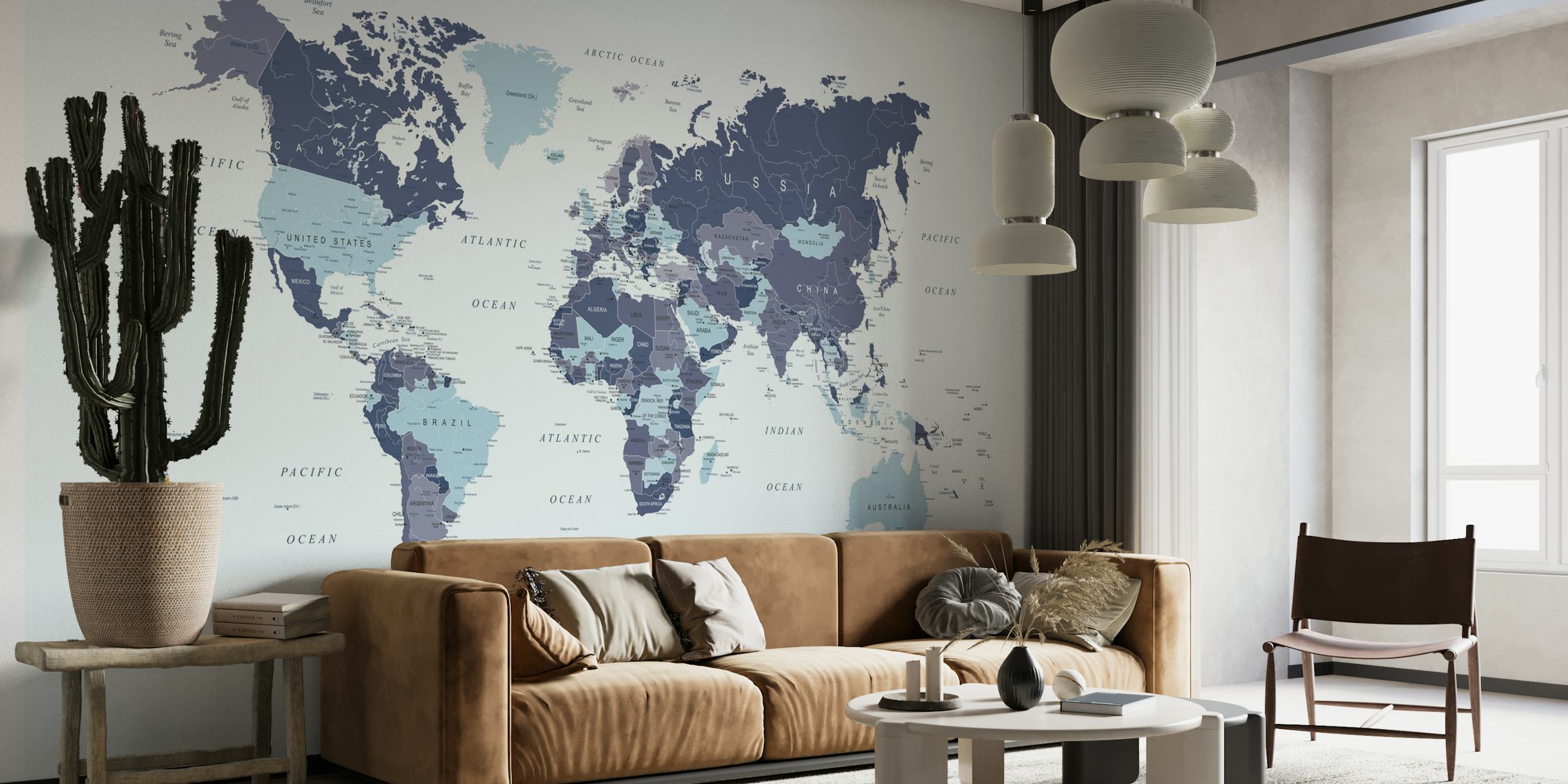 World Map in Navy Blue wallpaper