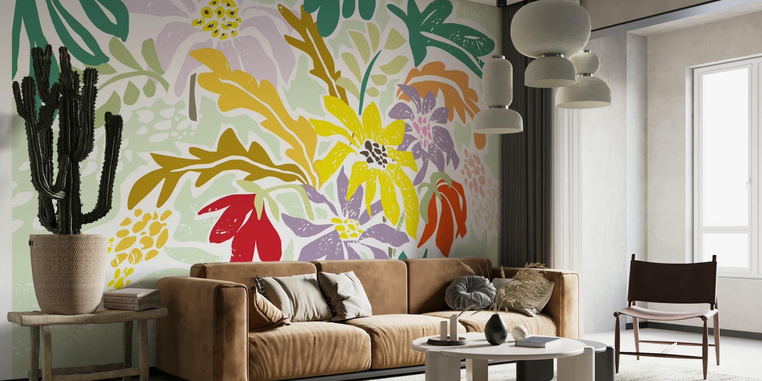 Cosmopolitan flowers sage wallpaper