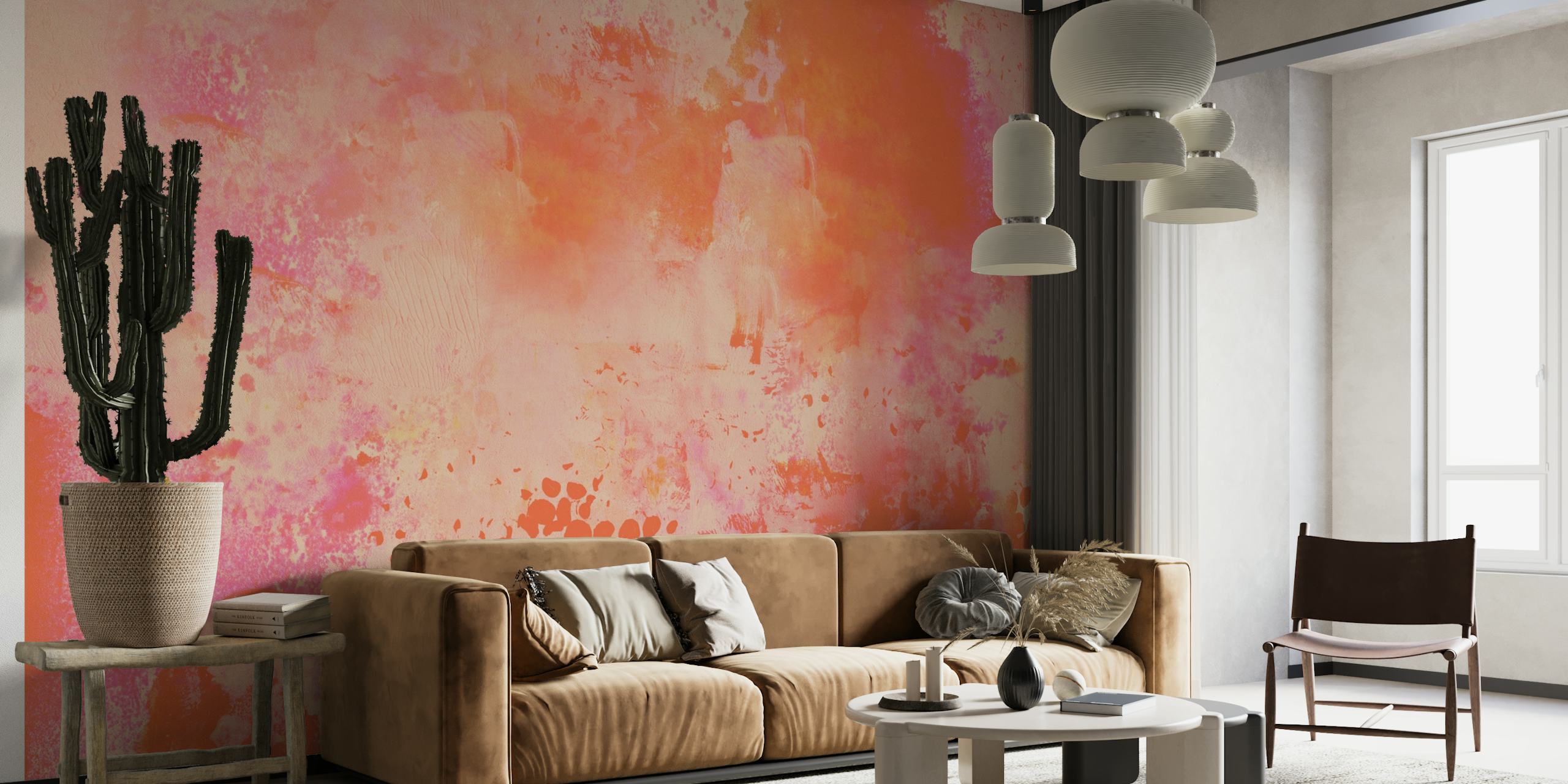 Blush Orange Peach Abstract papel de parede