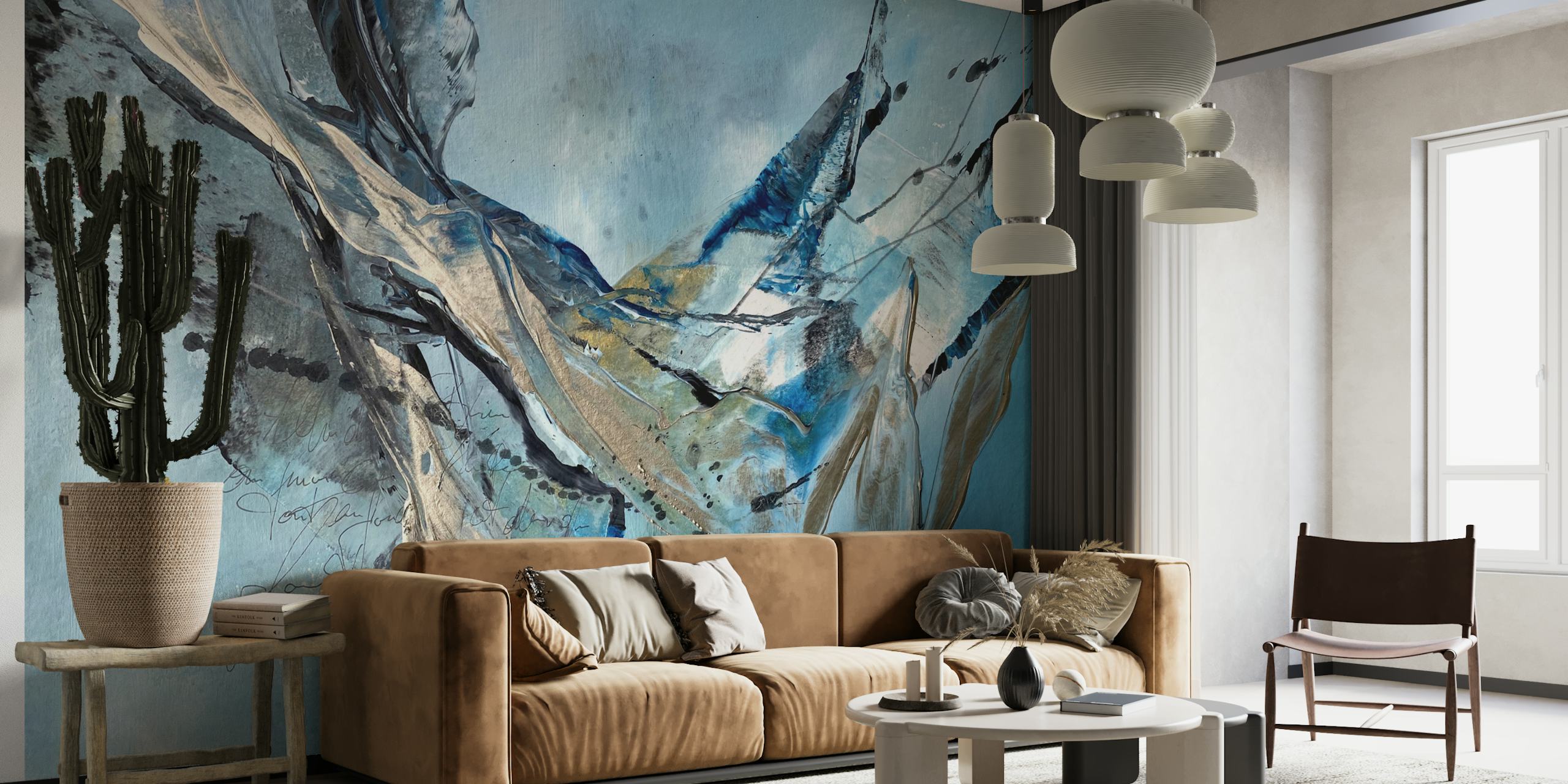 Ocean Vibes Abstract Art en una habitación