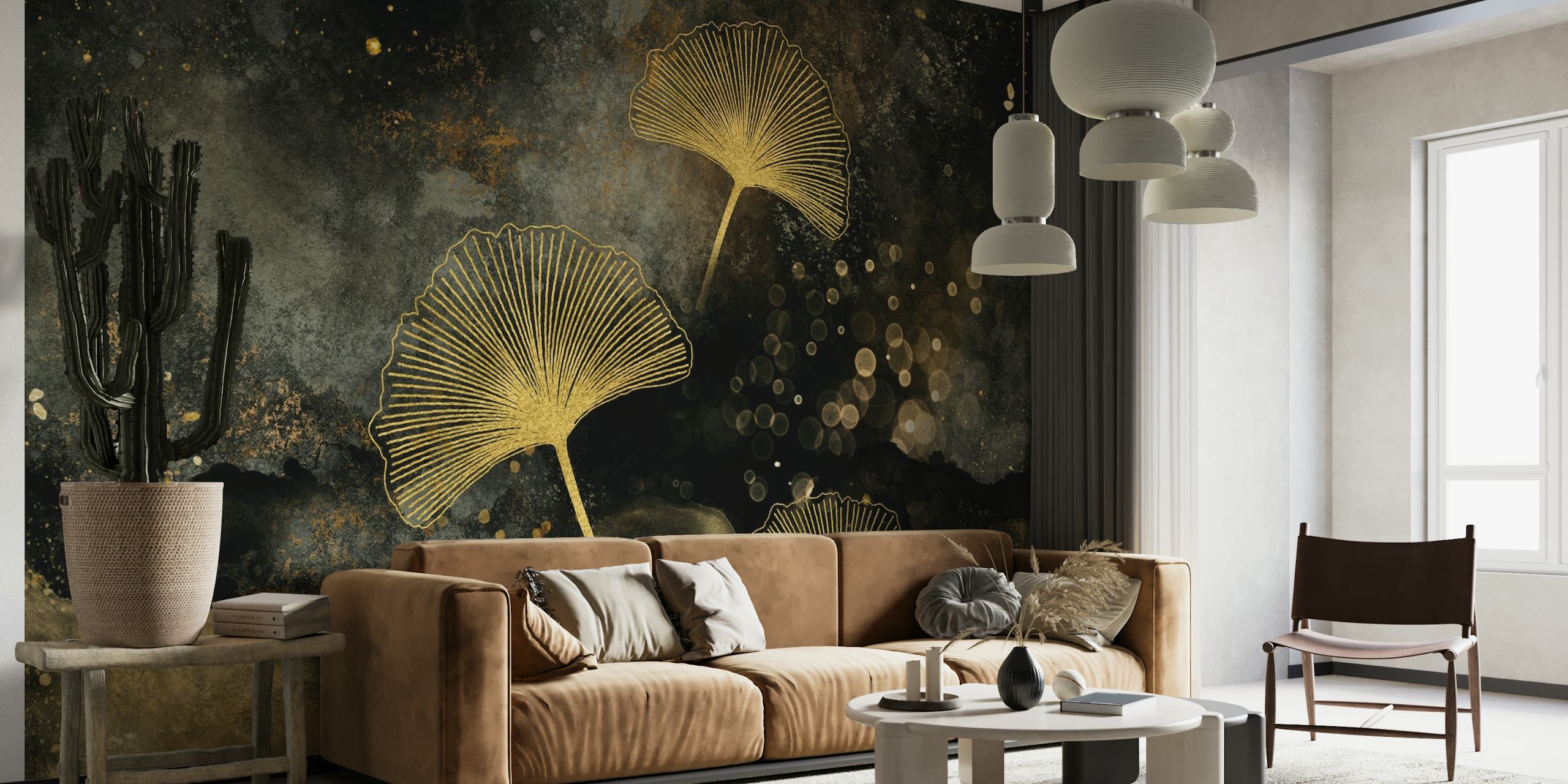 Glamour Golden Ginkgo Leaves wallpaper