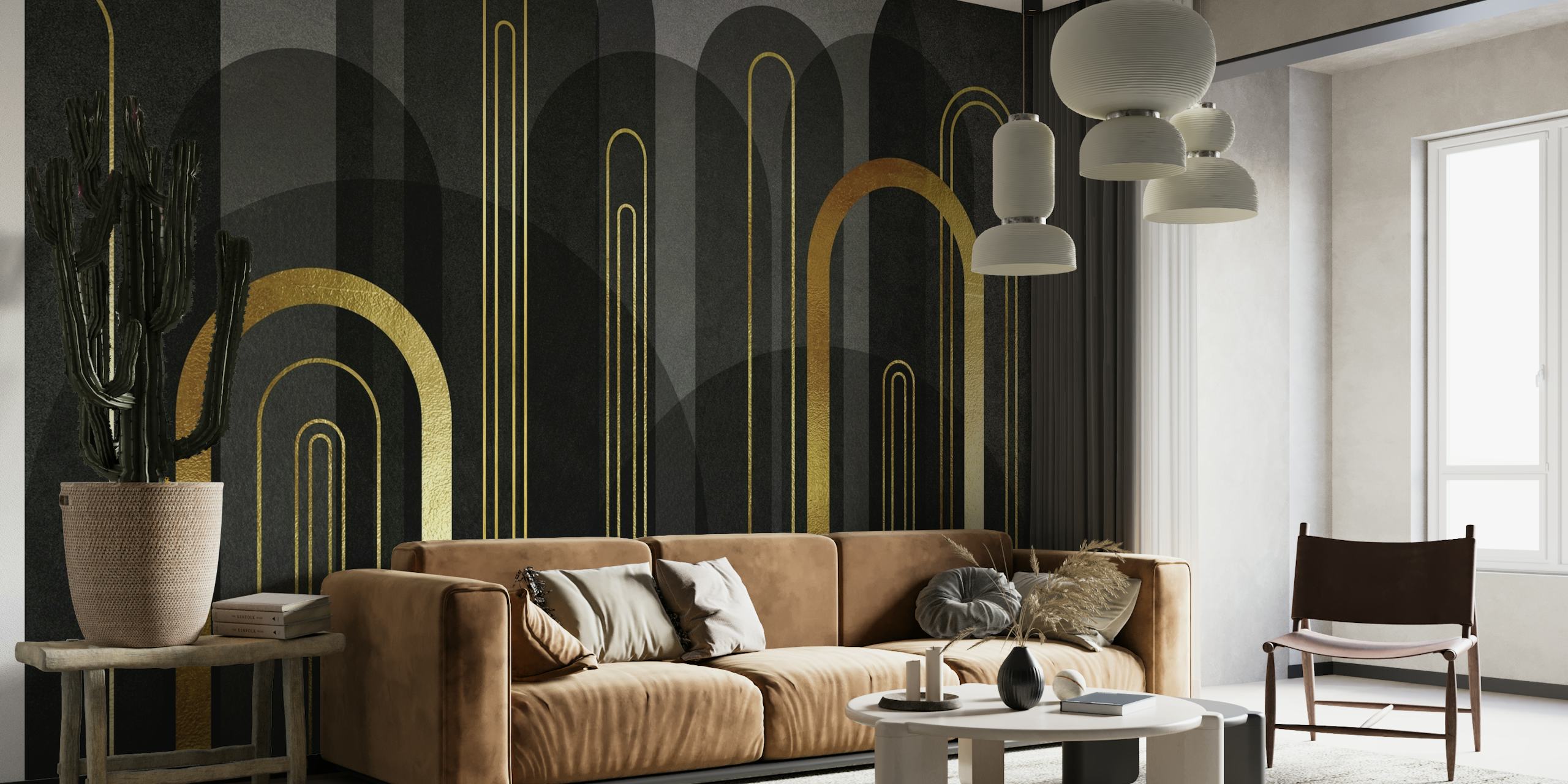 Black and Gold Mid Century behang
