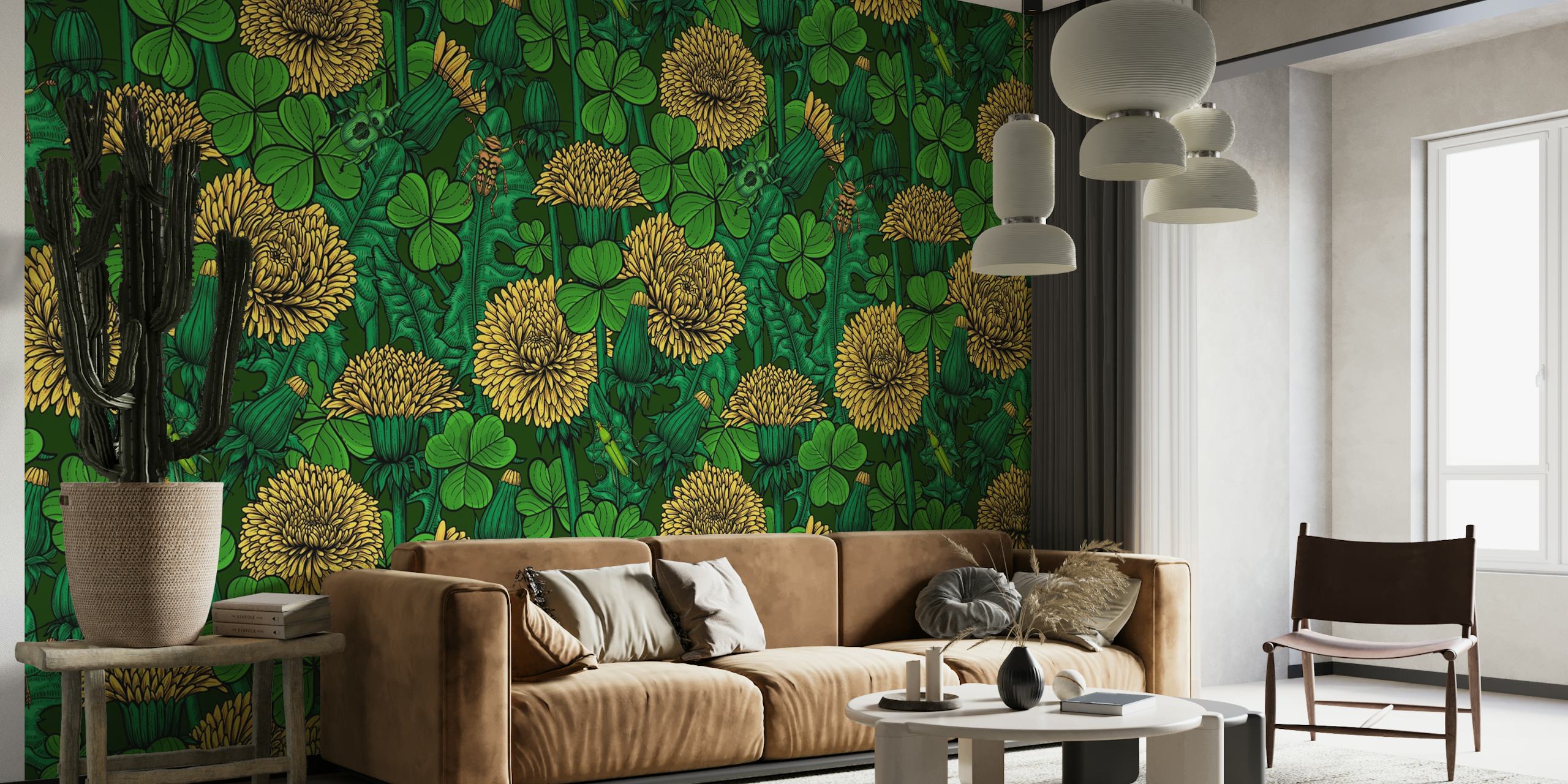 Papel de parede Dandelions and clovers em um quarto