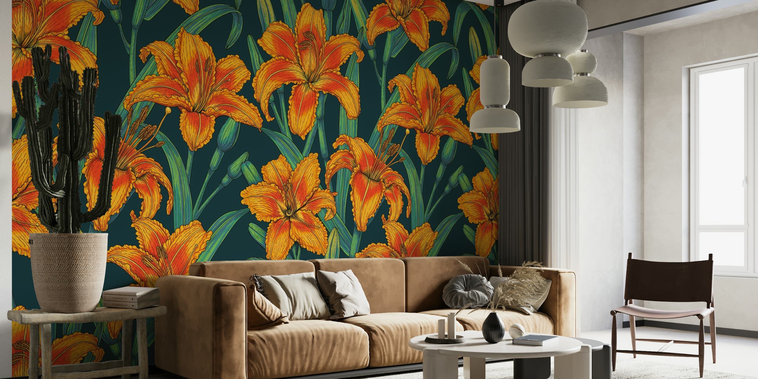 Orange lily flowers papel de parede