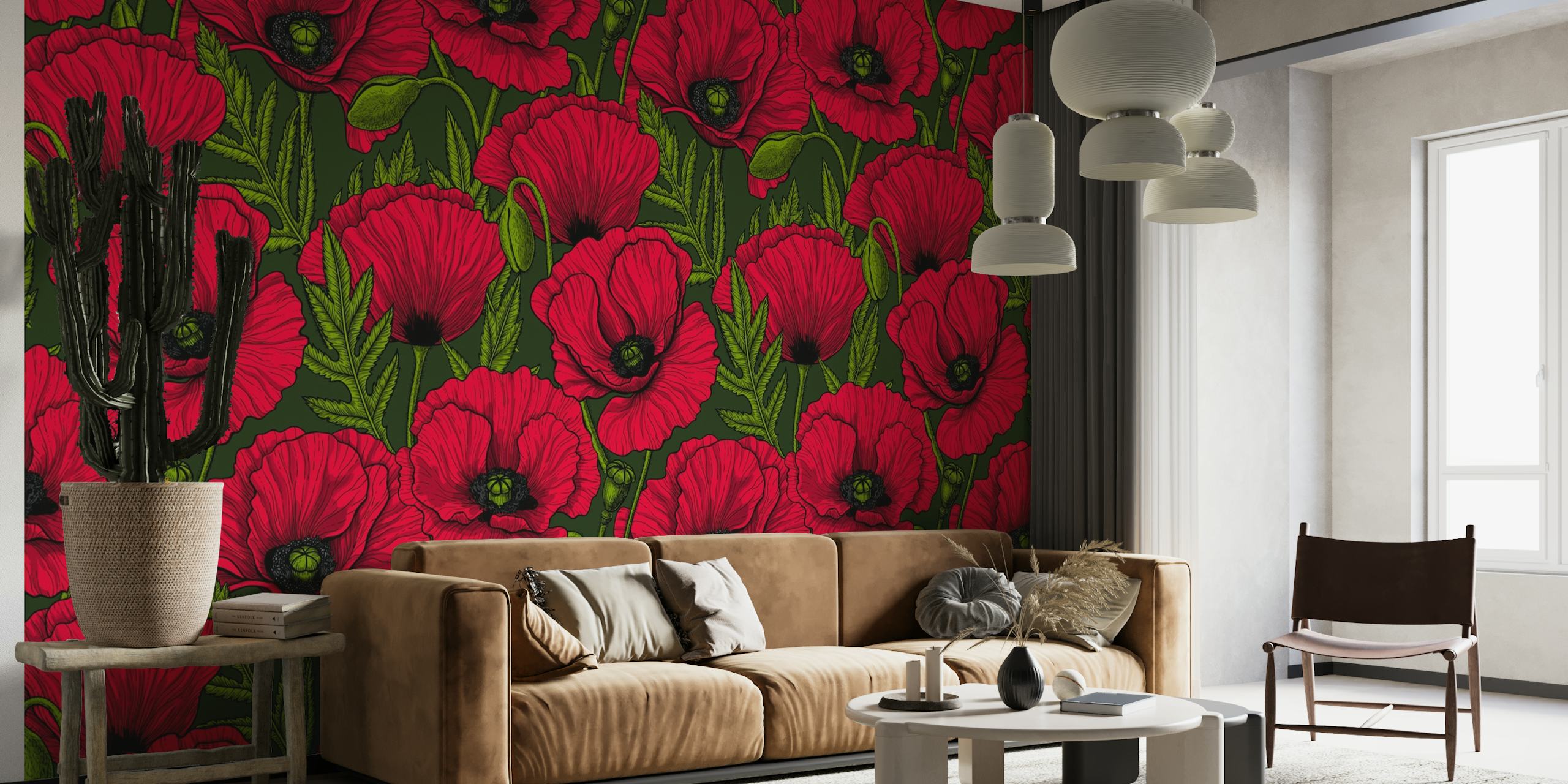 Red Poppy garden 4 wallpaper