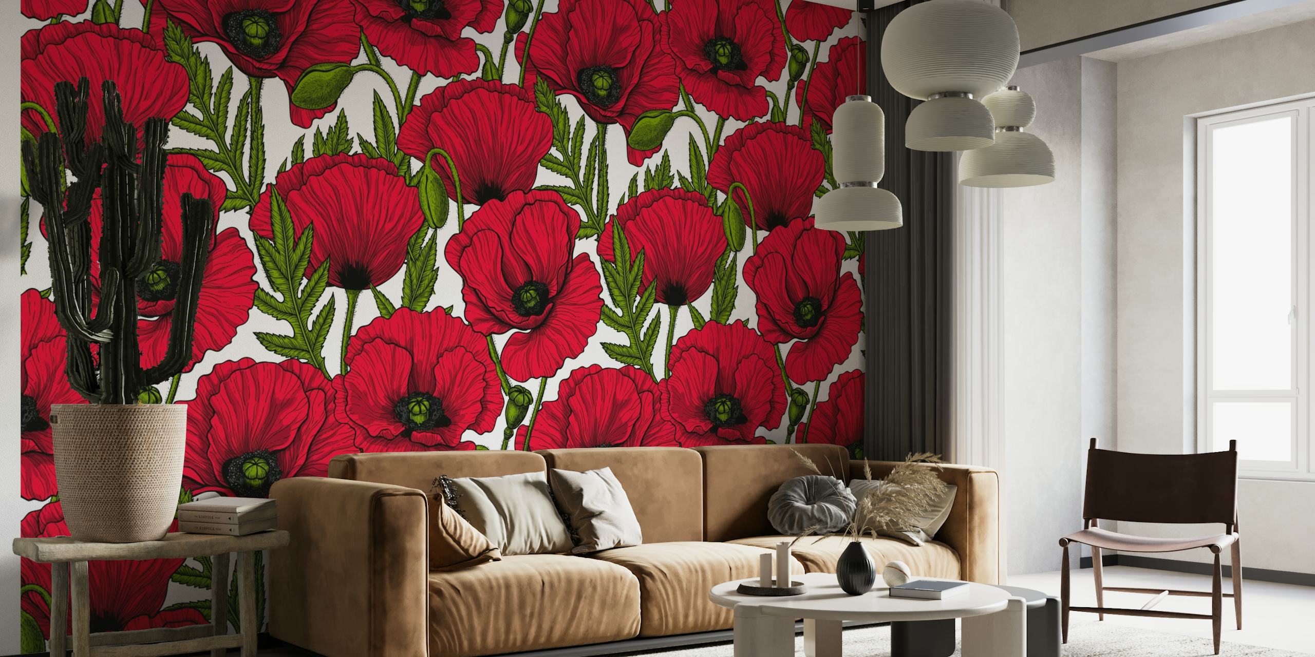 Red Poppy garden 3 wallpaper