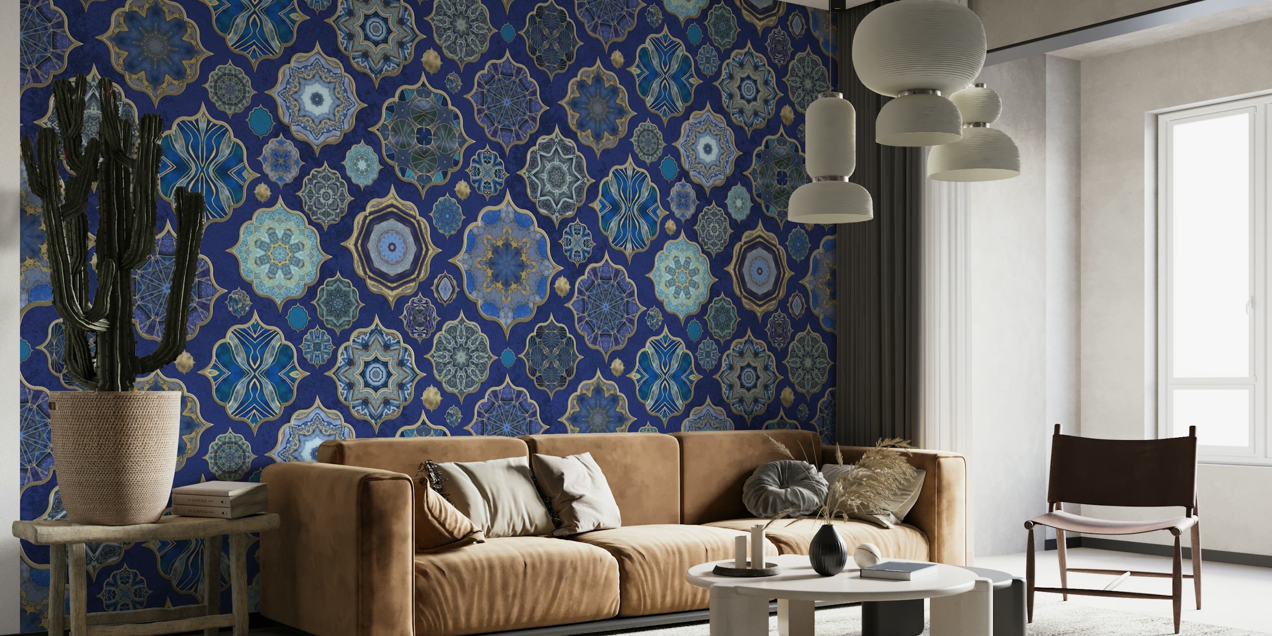 Tapeta Blue Moroccan Tile Elegance 2 v místnosti