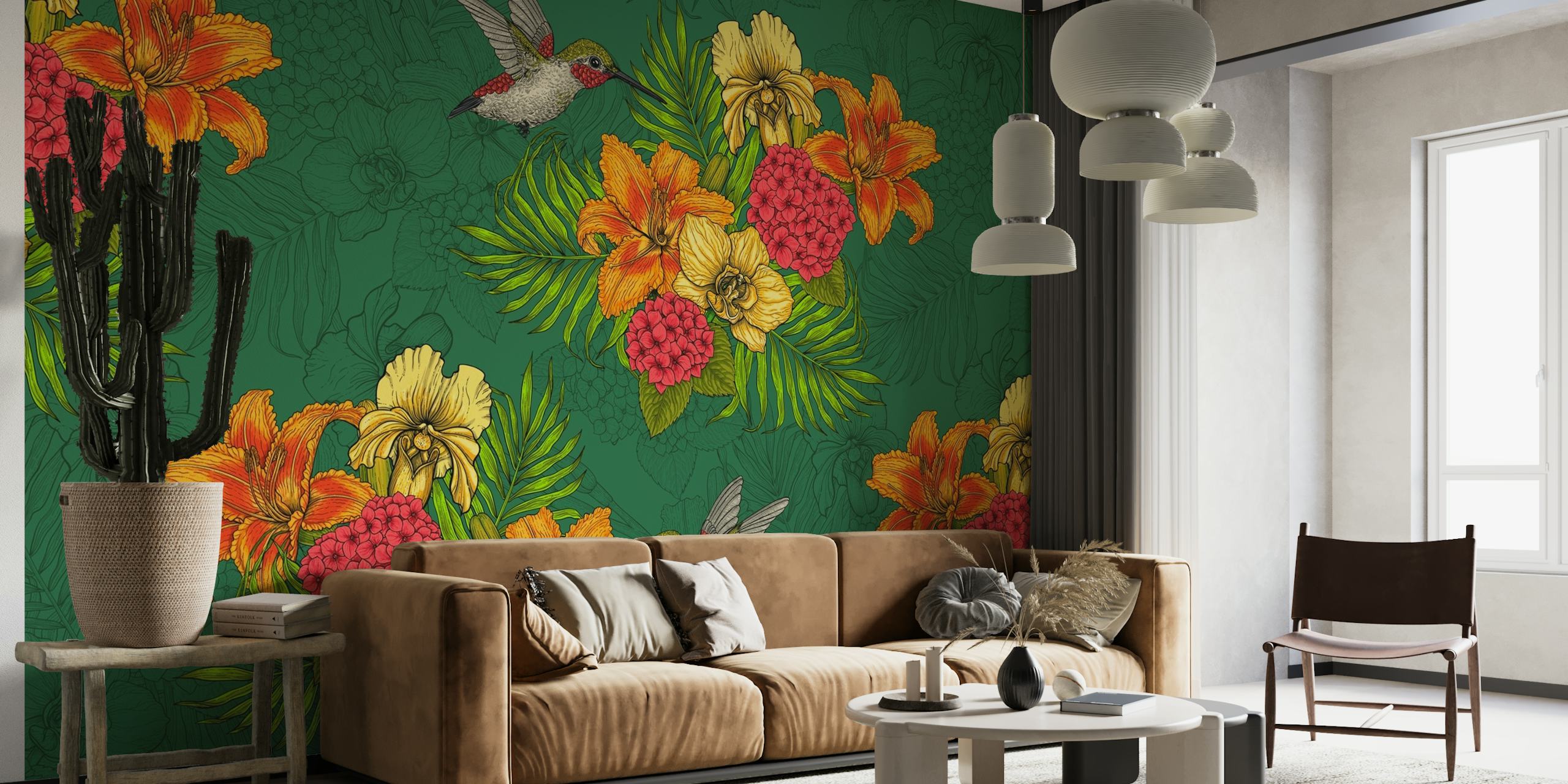 Tropical bouquet wallpaper