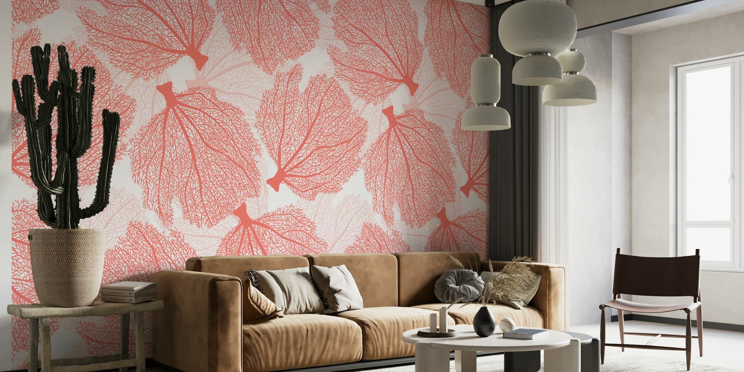 Fan coral 3 tapetdesign i ett rum