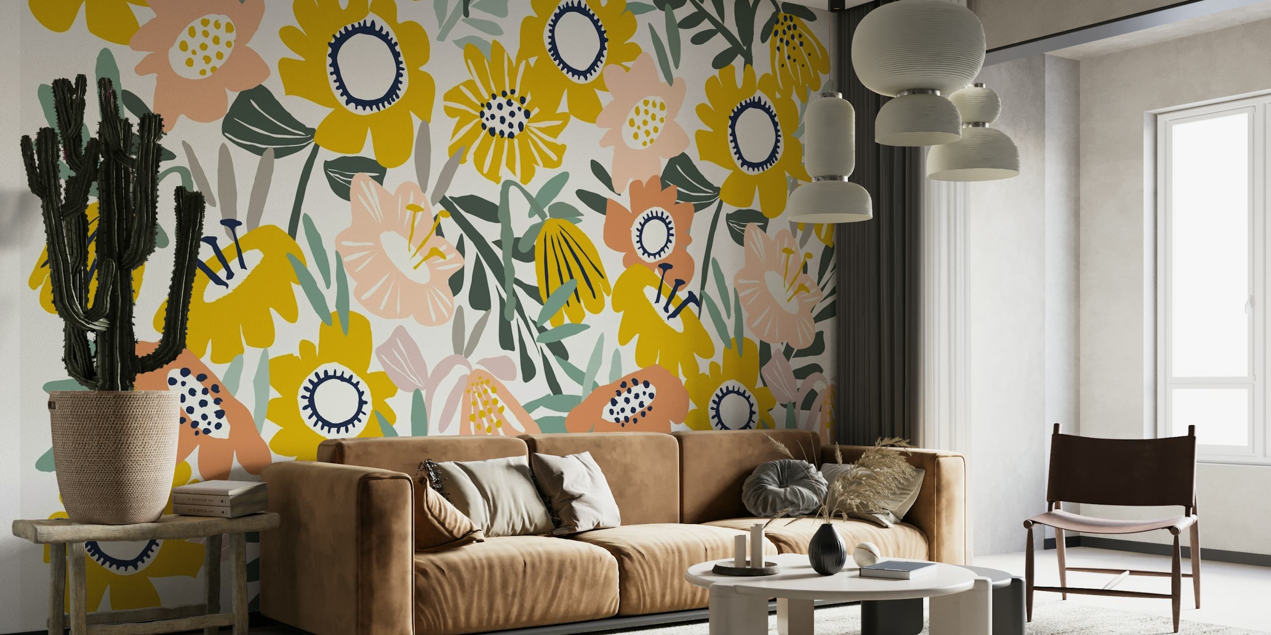 Bold floral-themed Happy Cozy Flower 1 wall mural