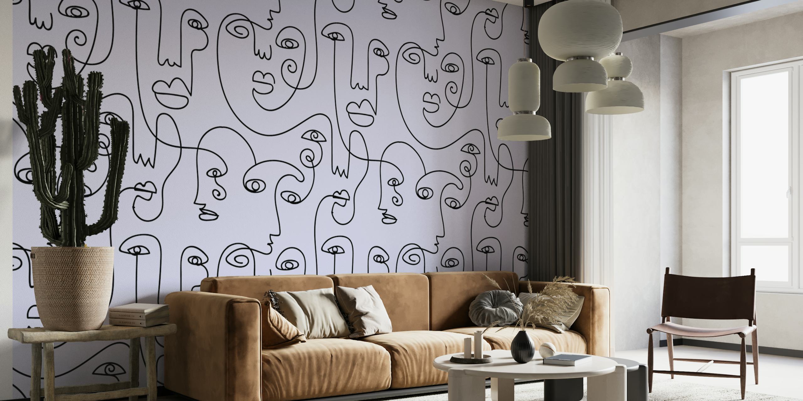 Abstract Picasso-Inspired Faces Seinämuraali HappyWallilta