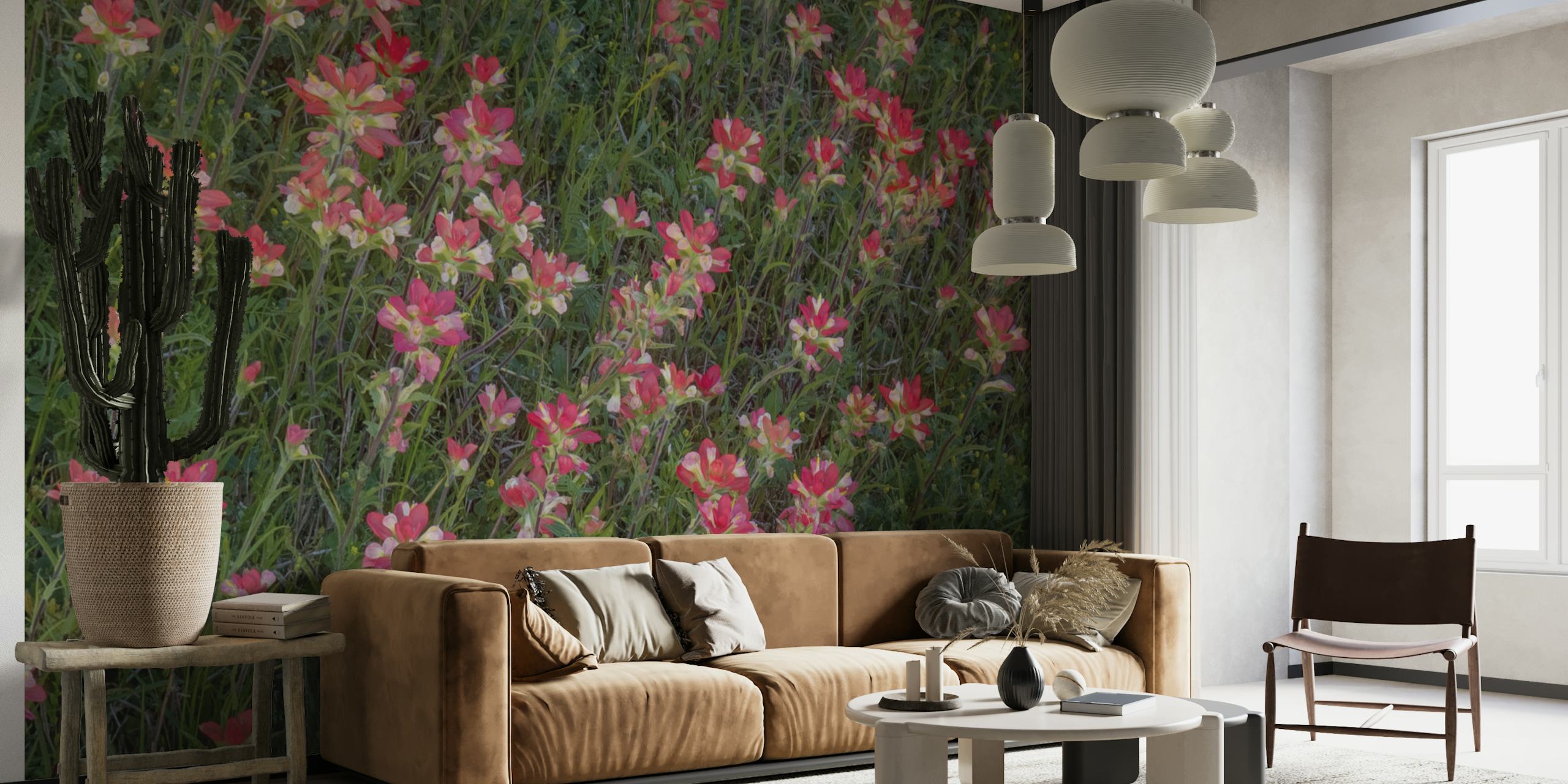 Fototapeta Indian Paintbrush květiny s červeno-oranžovými květy uprostřed zeleného listí