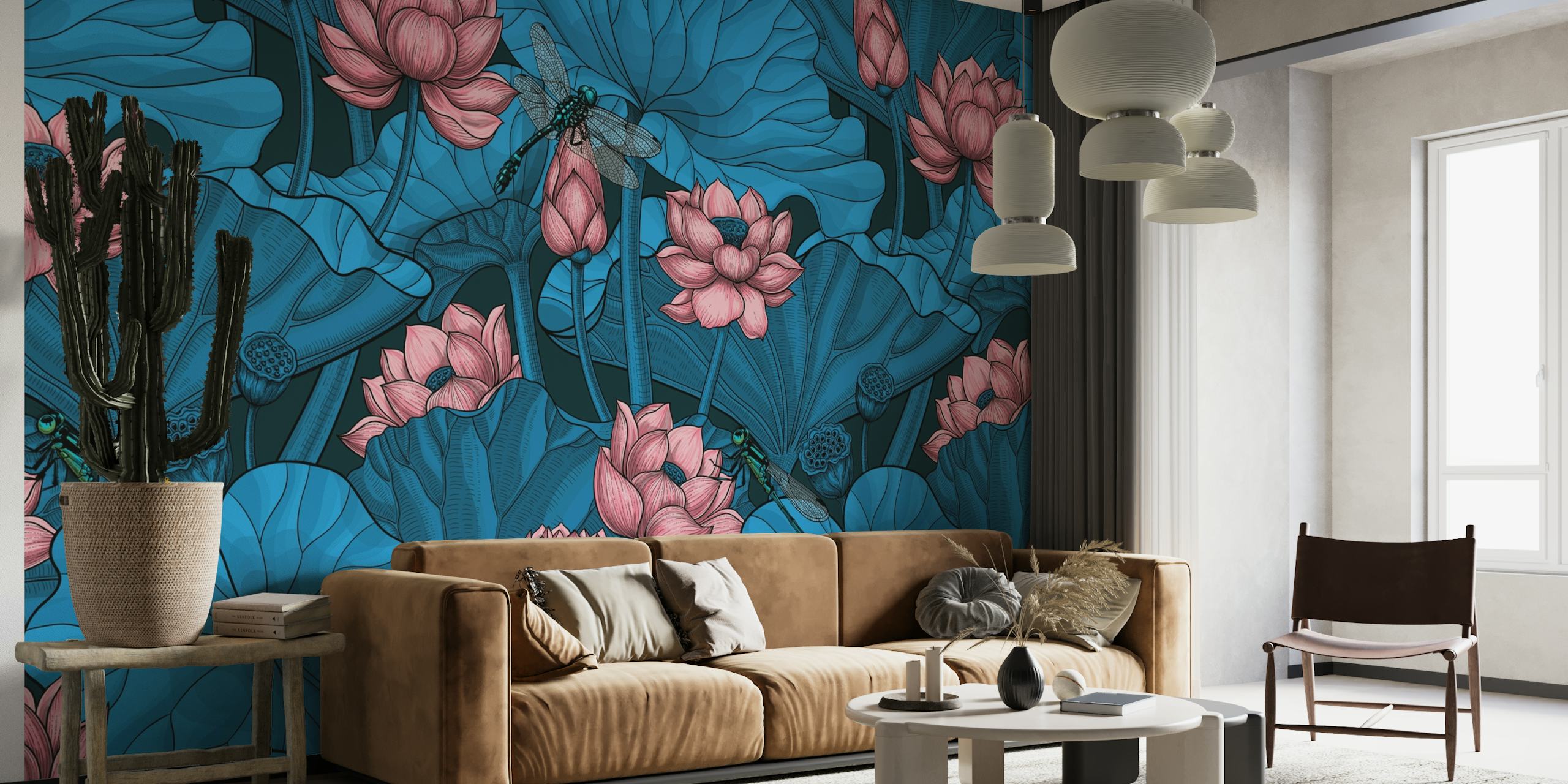 Night lotus garden wallpaper