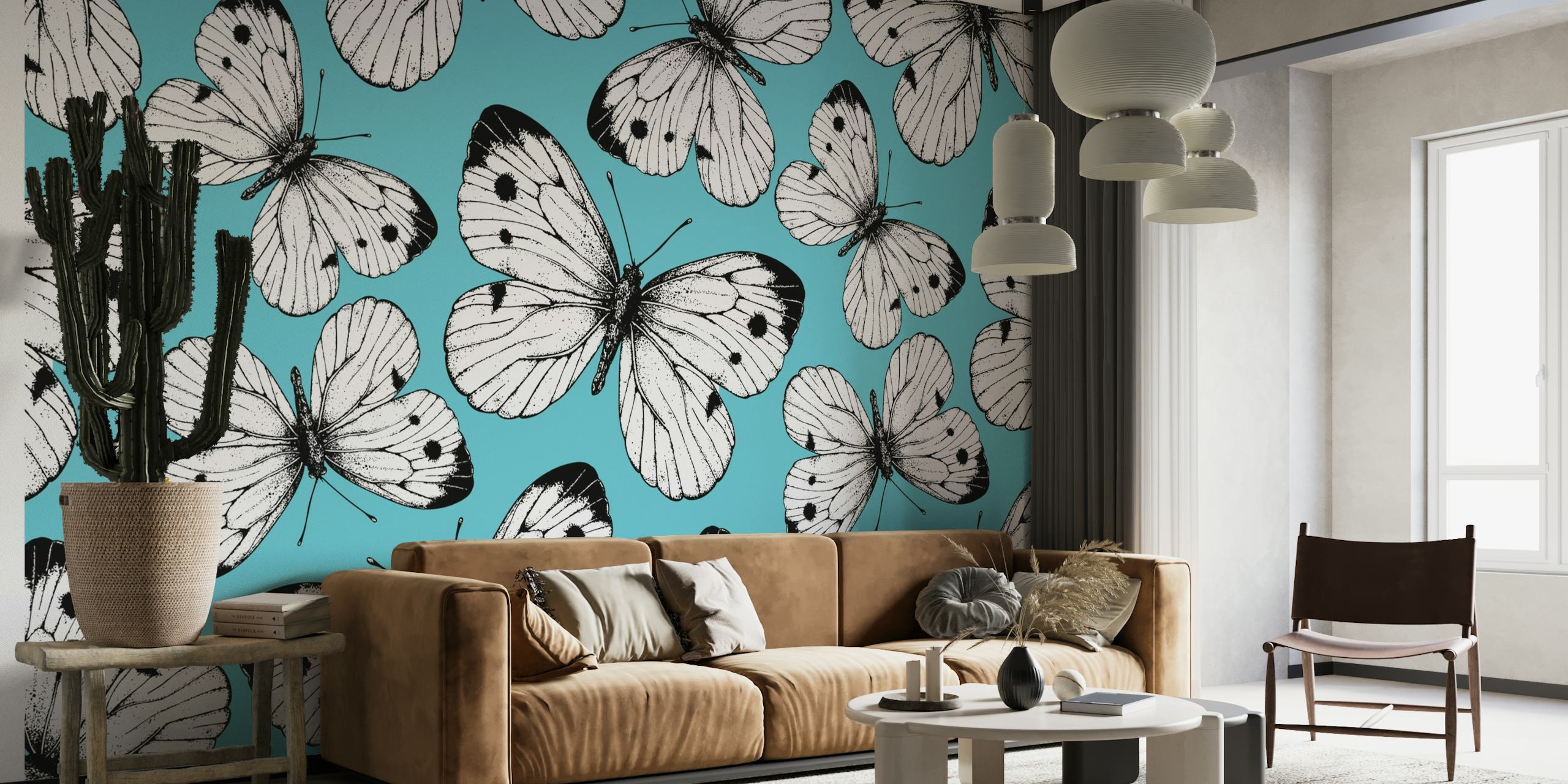 Cabbage butterfly pattern wallpaper