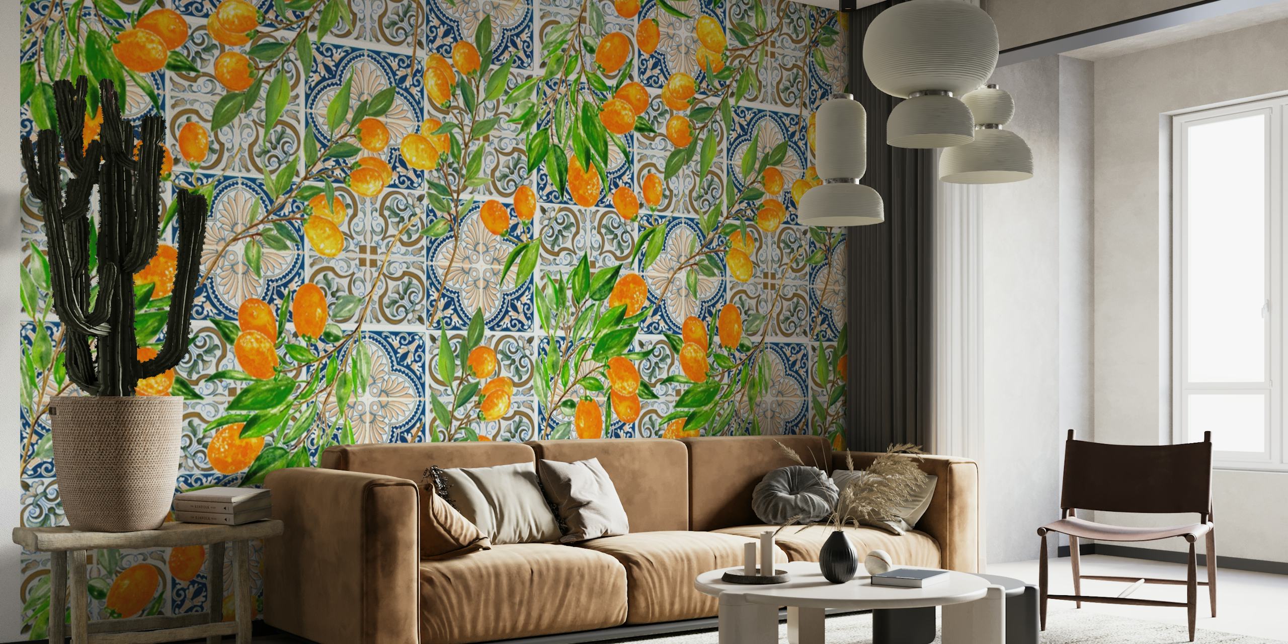 Mediterranean Cumquat Tiles papel de parede