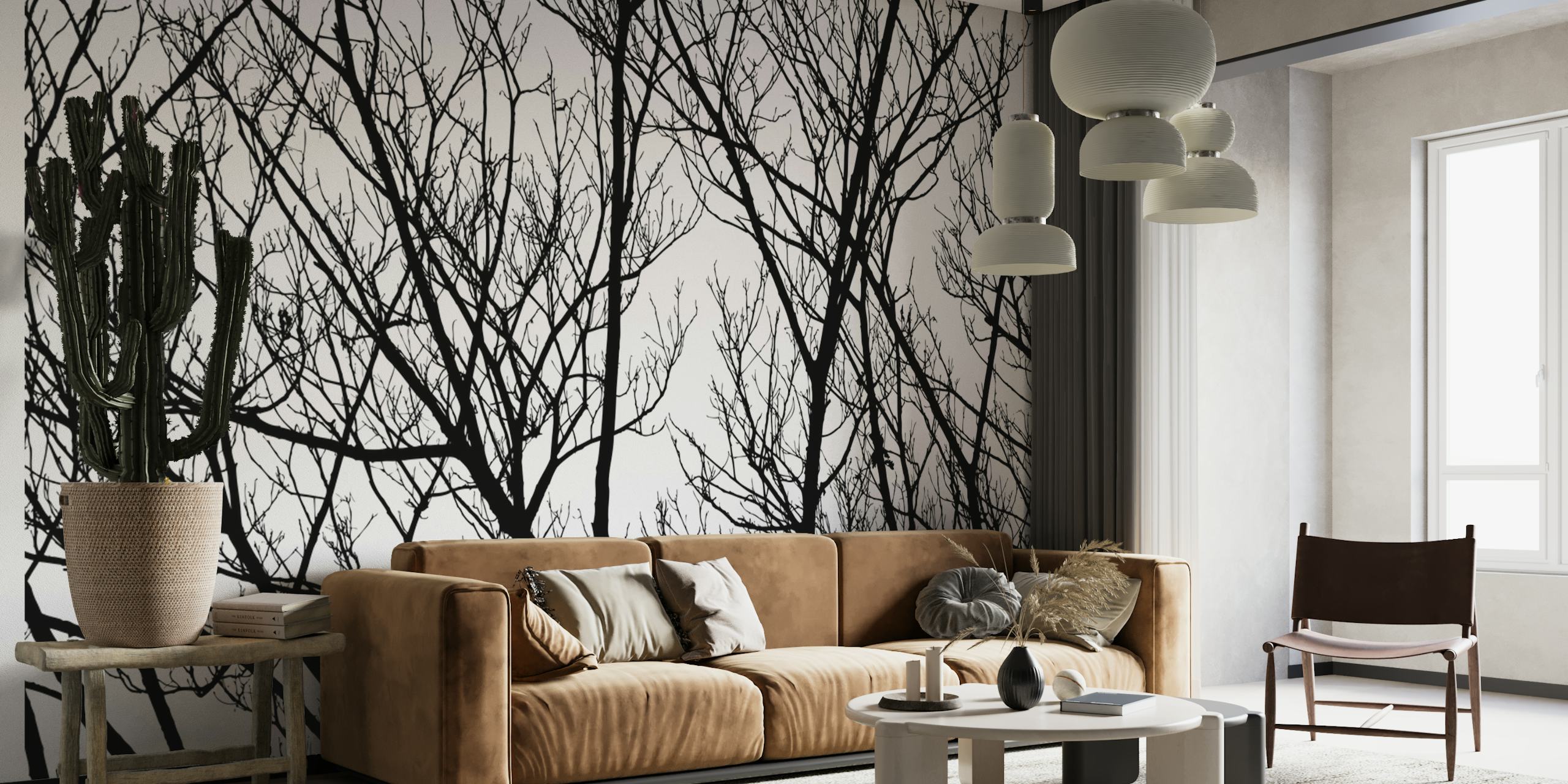 Branches silhouettes papel de parede