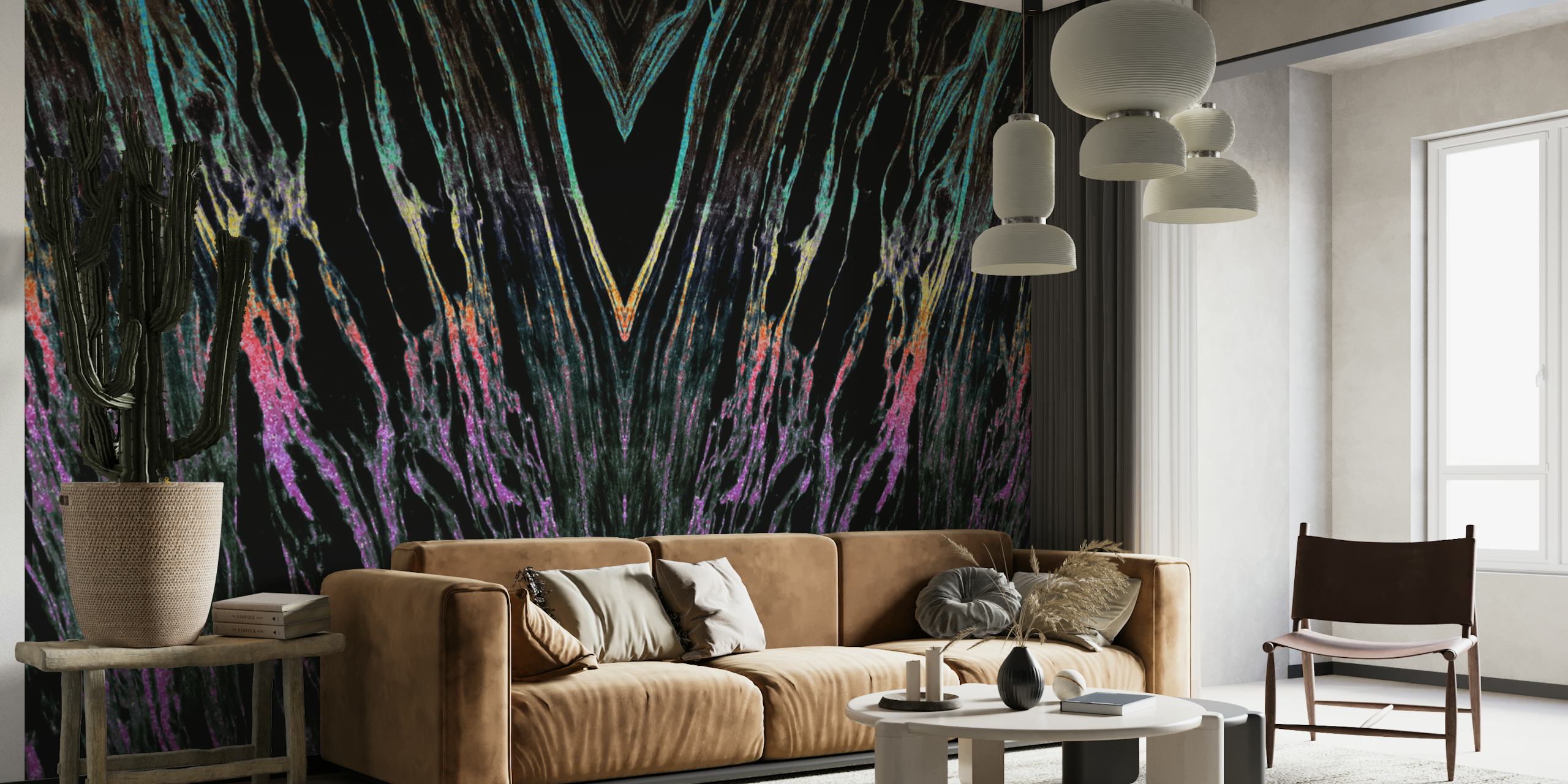 Carta da parati Art Deco Rainbow Waterfall in una stanza