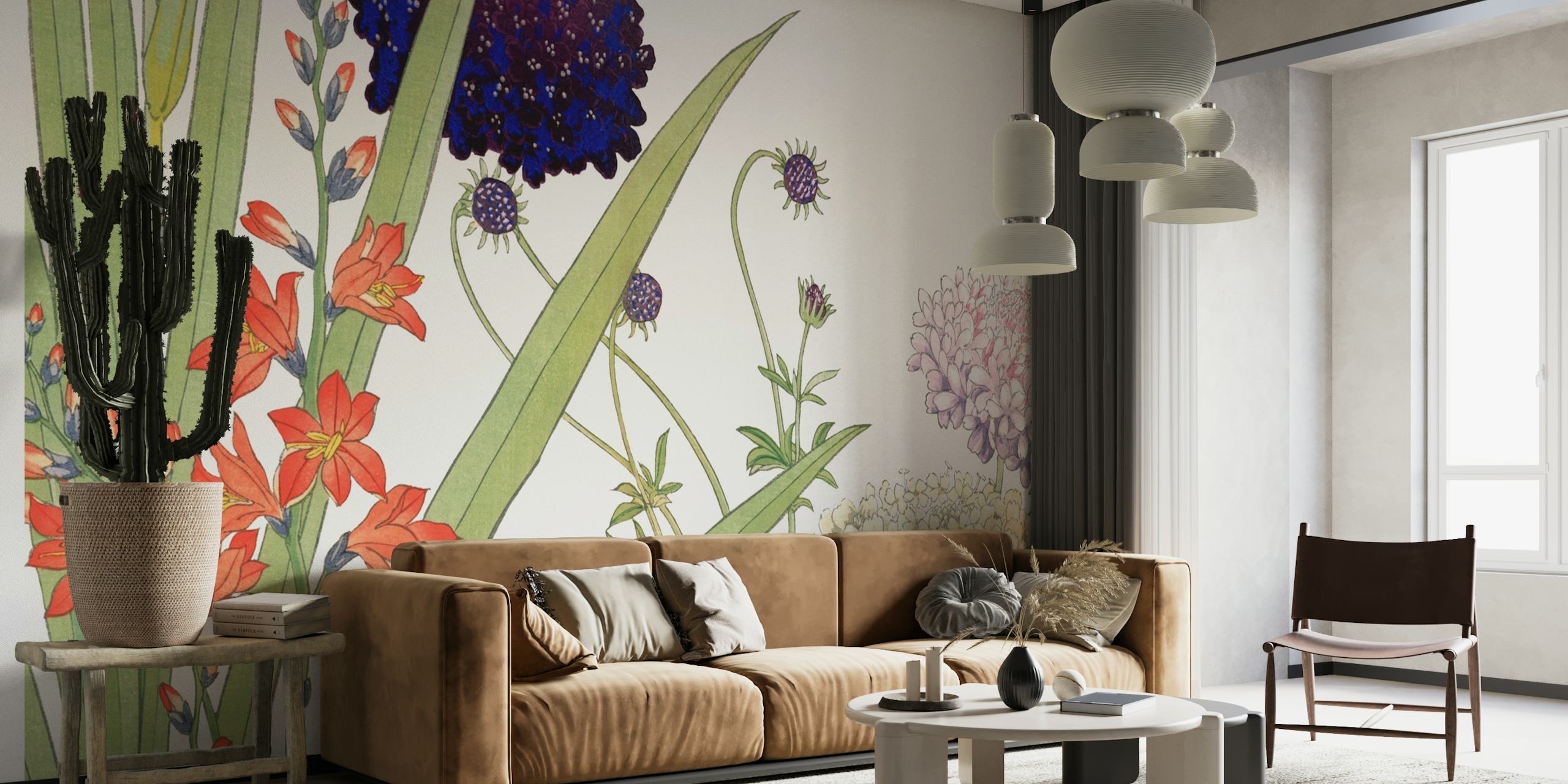 Japan Floral Vintage Art wallpaper in a room