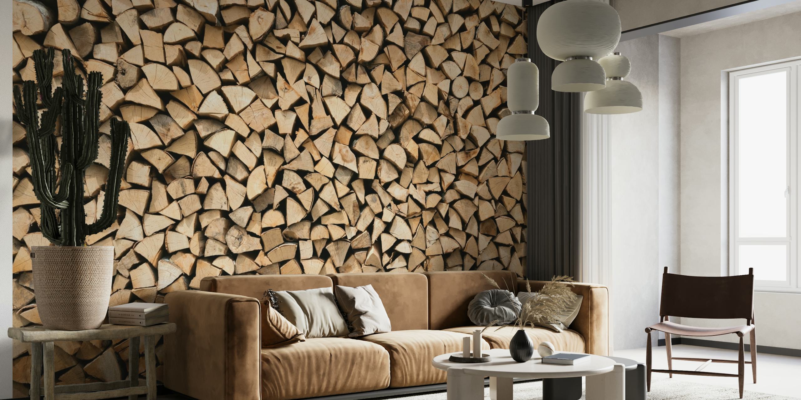 Pile of wood wallpaper