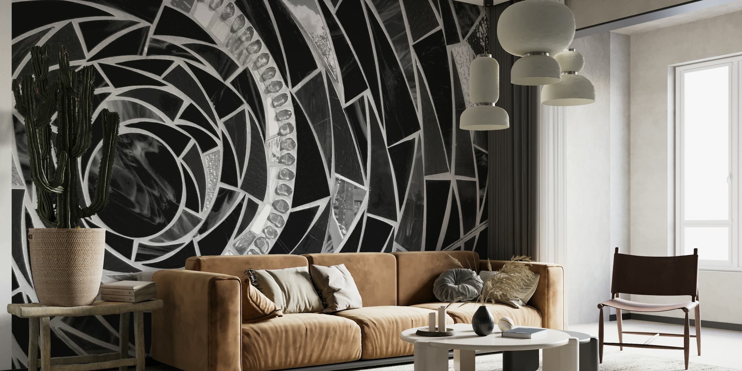 Black and White Glass Texture tapet i ett rum