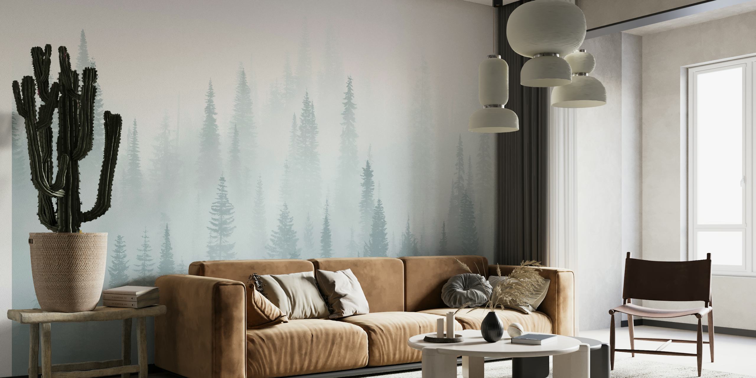 Misty forest moody papel pintado