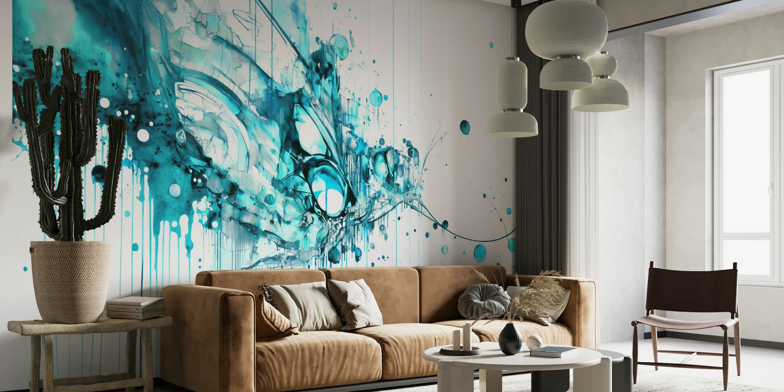 Turquoise Art Explosion wallpaper