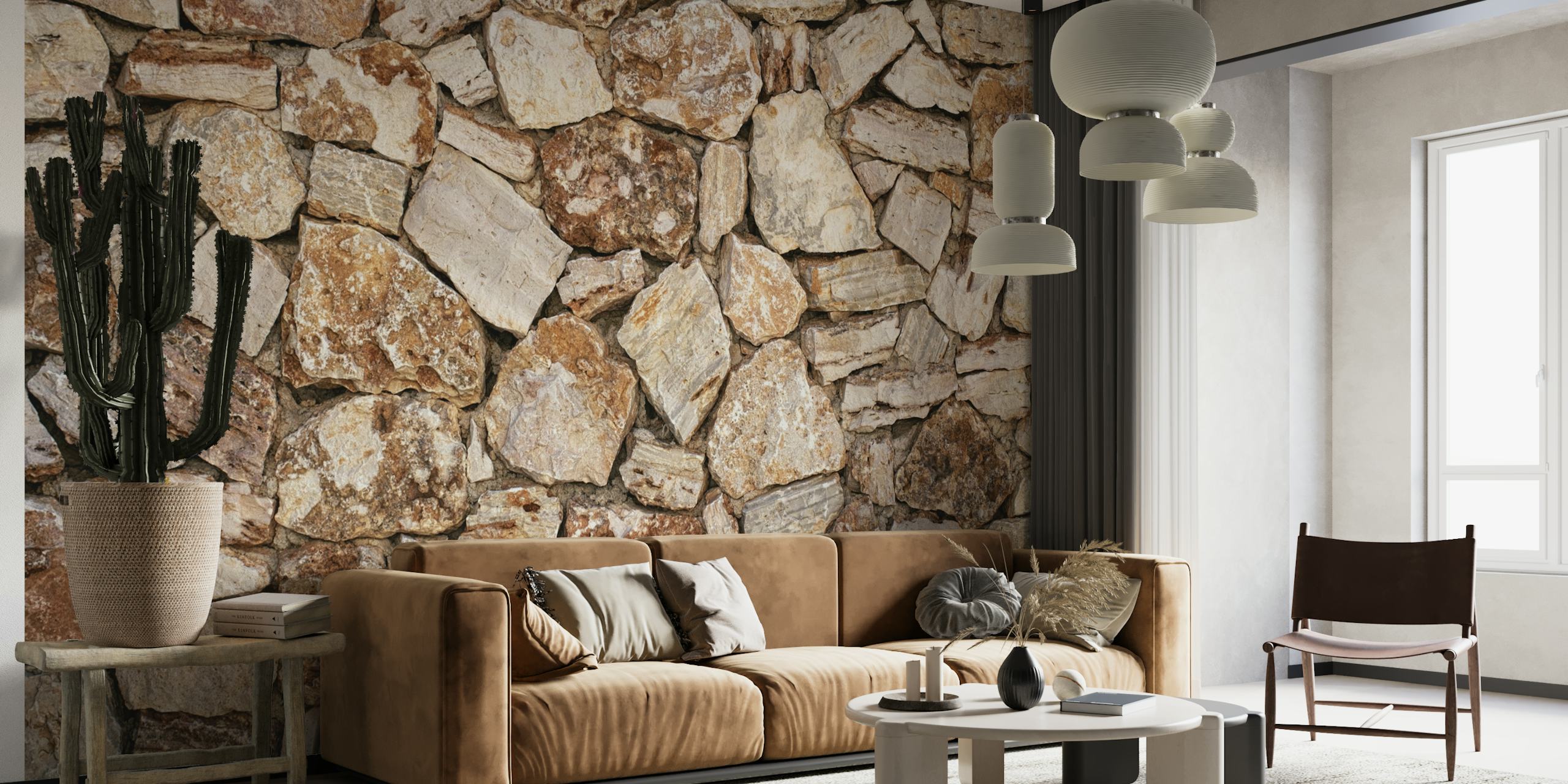 Mediterranean limestone wall behang