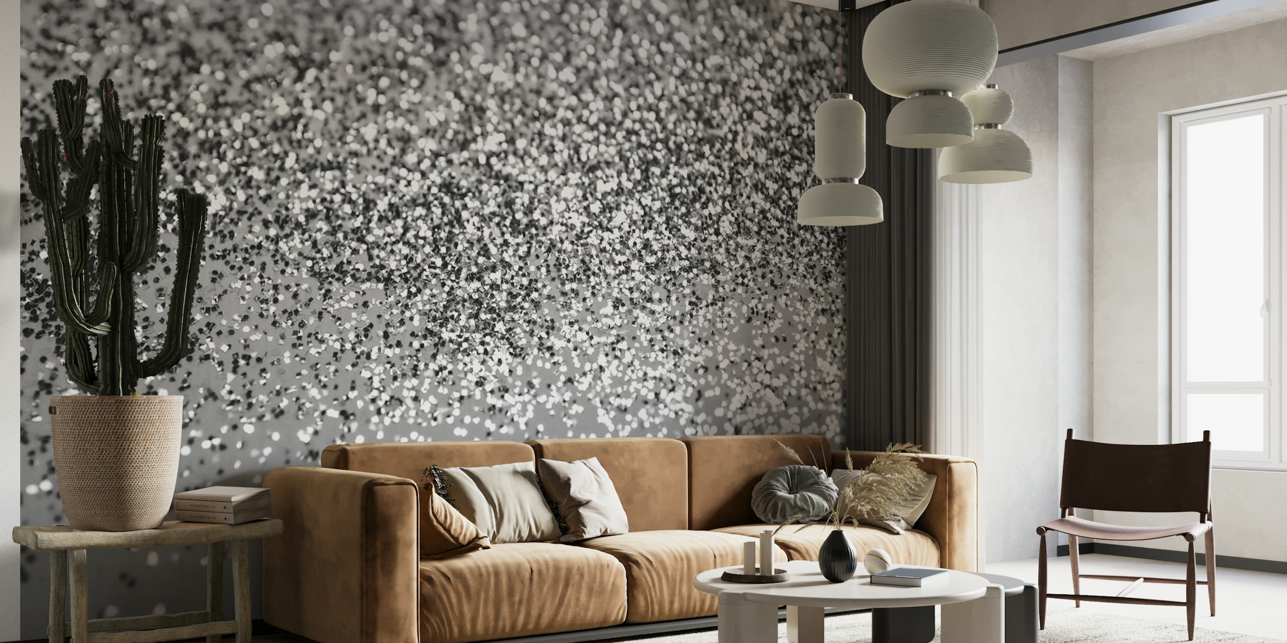 Silver Gray Glitter 5 wallpaper in a room