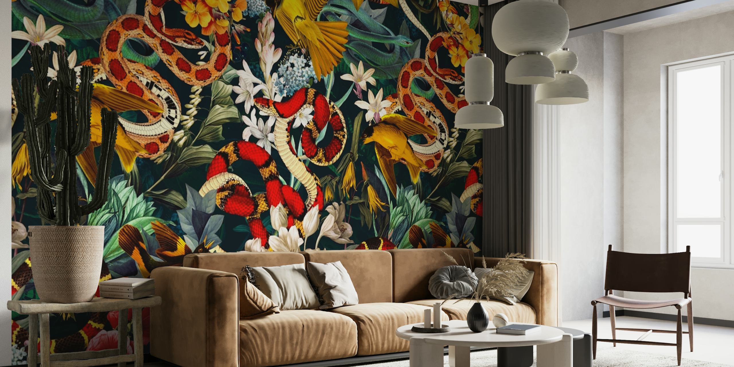 Dizajn tapete Birds and Snakes II u sobi