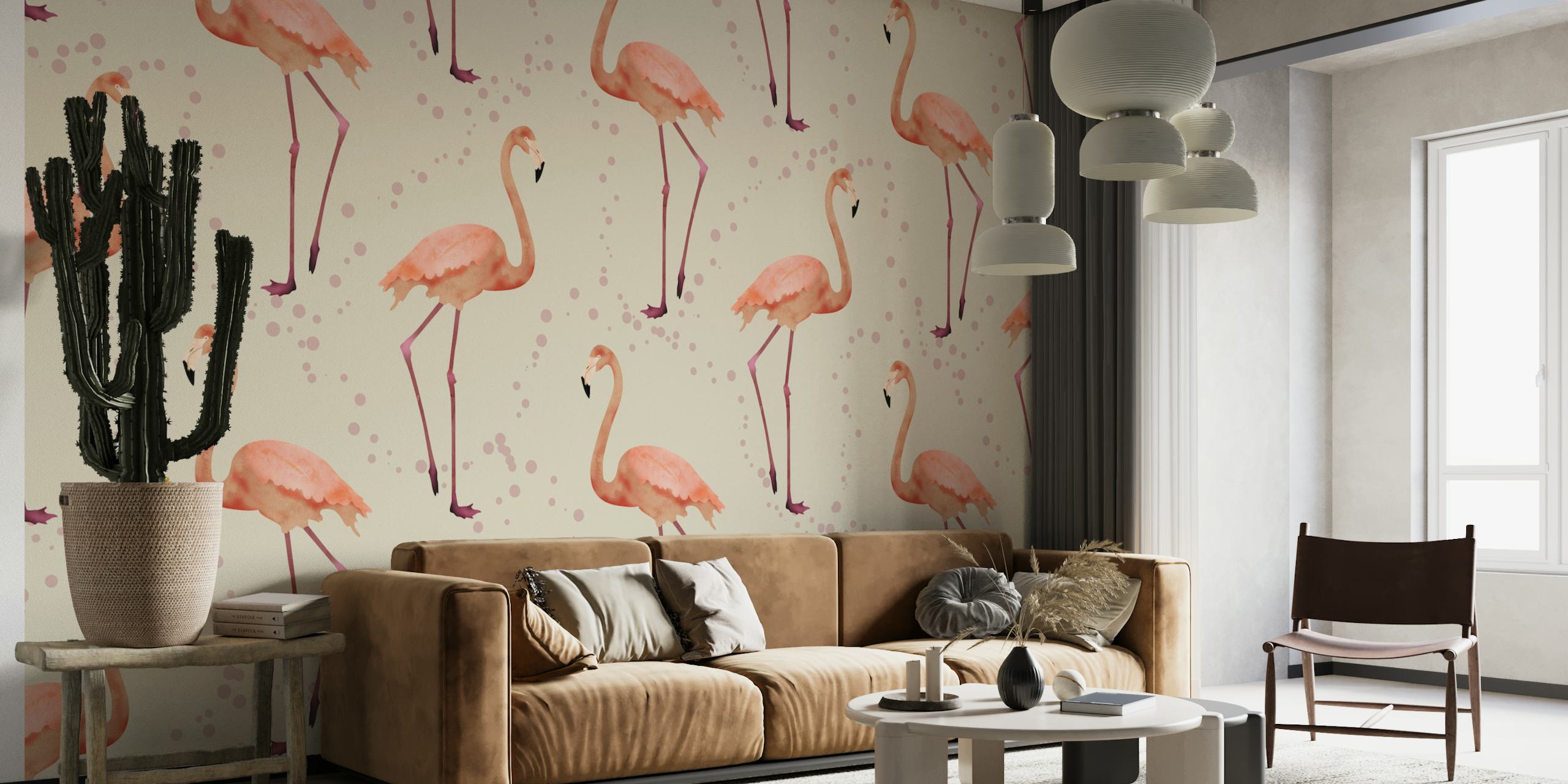 Flamingo Dance pearl wallpaper in a room