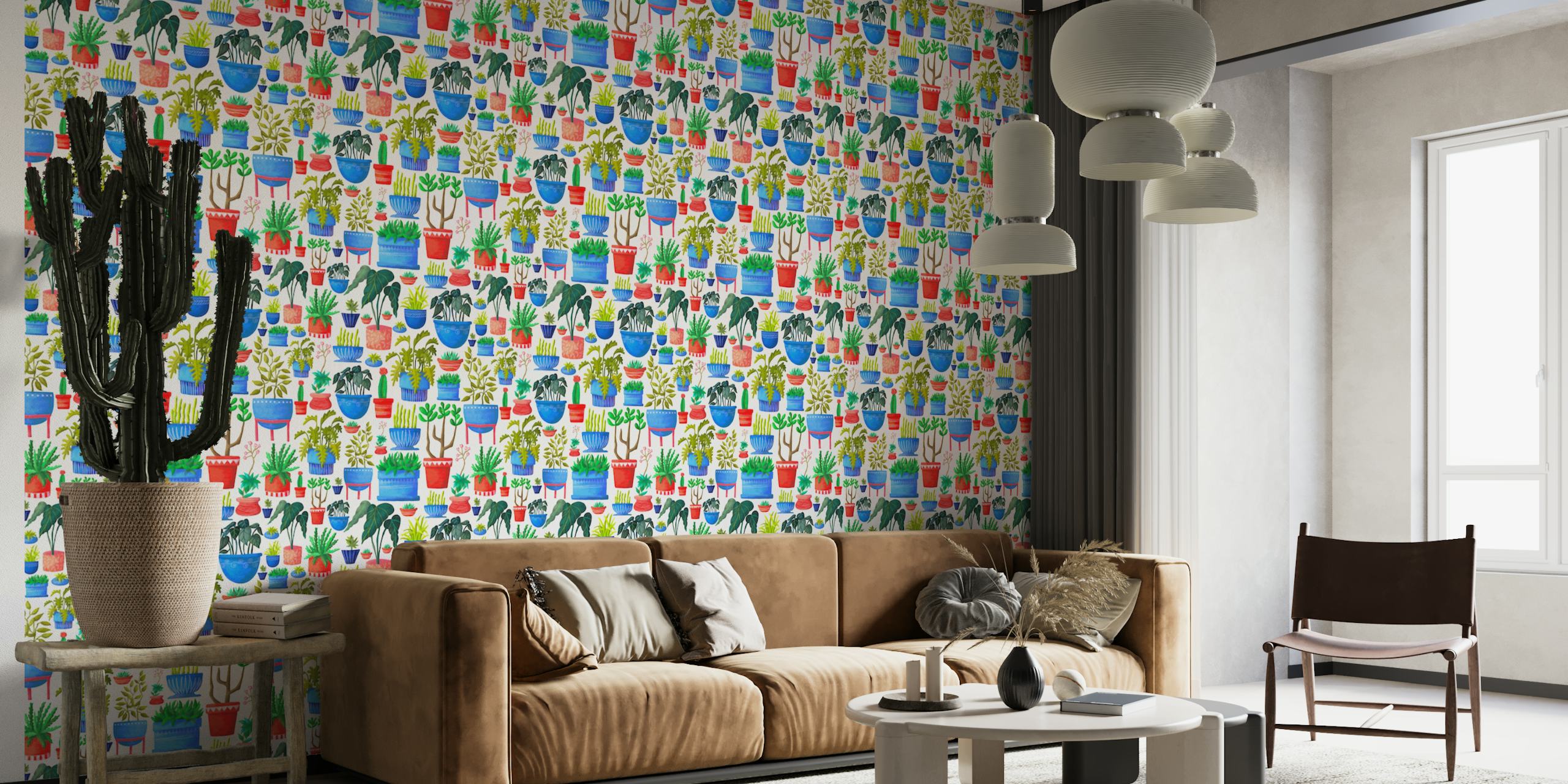Houseplants Pattern Small tapet i et rom