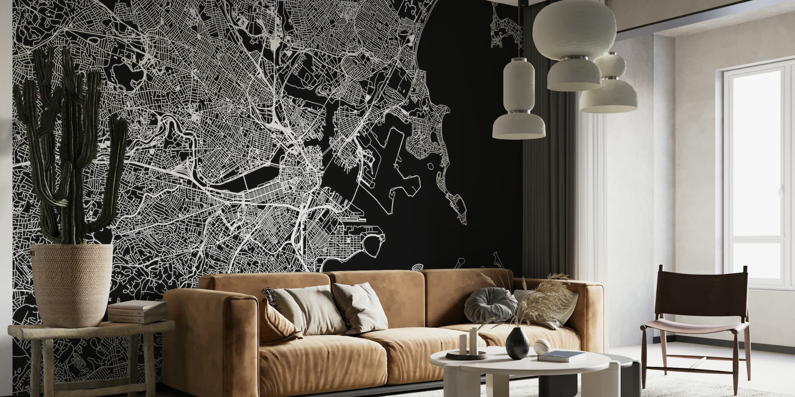 Boston Black Map behang