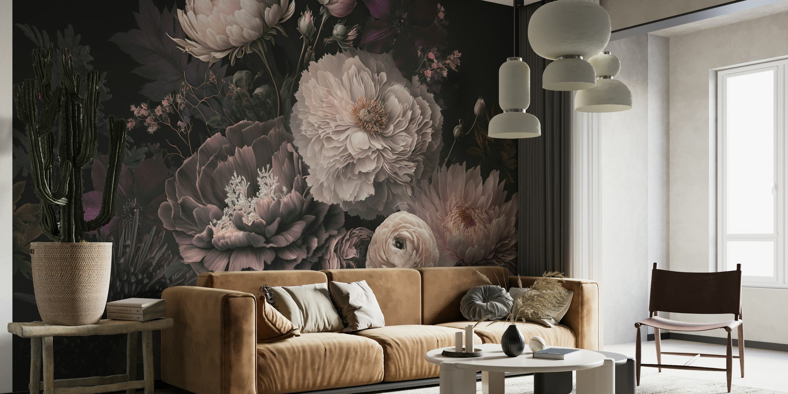 Gothic flower wallpaper representing the Moody Flowers Gothic Vibe design