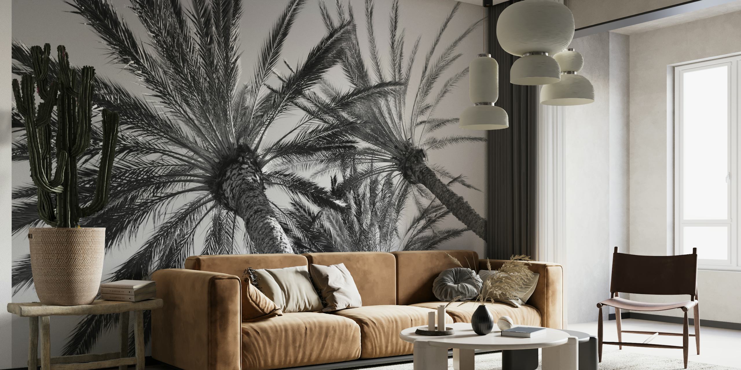 Palm Trees Bliss 2 wallpaper in a room