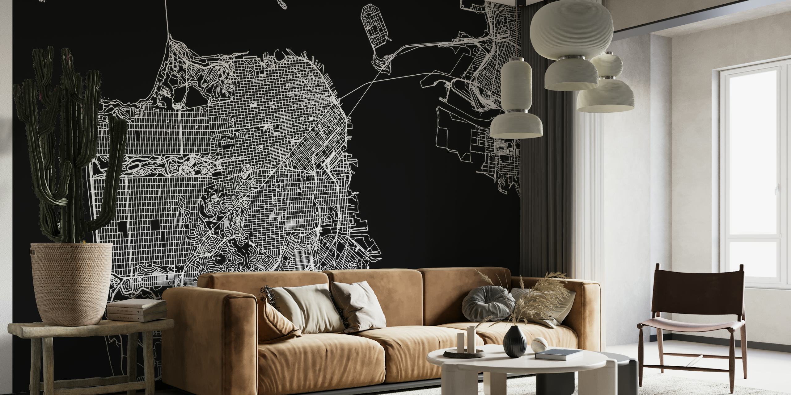 San Francisco Black Map behang