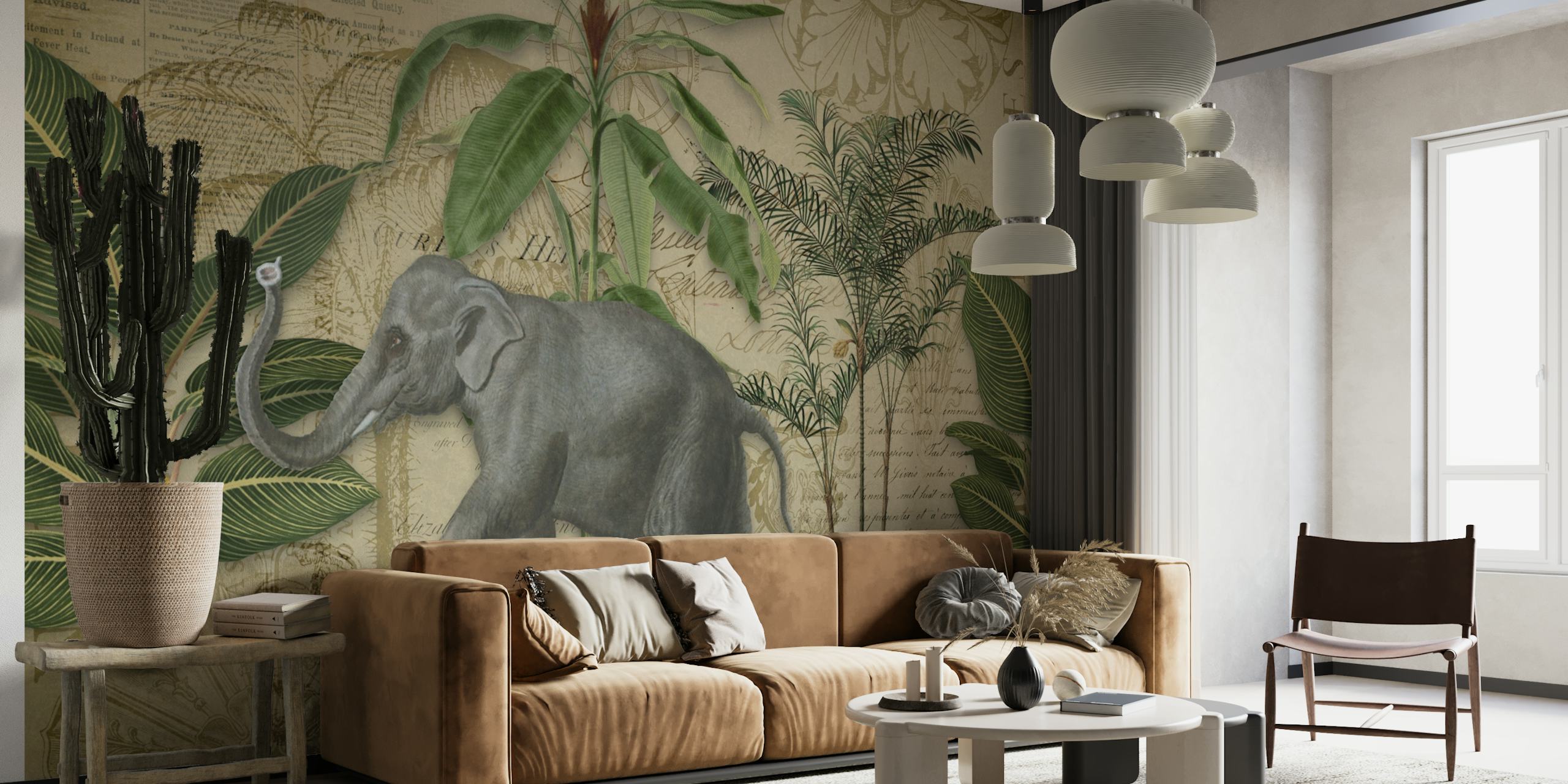 Elephants Journey Collage behang
