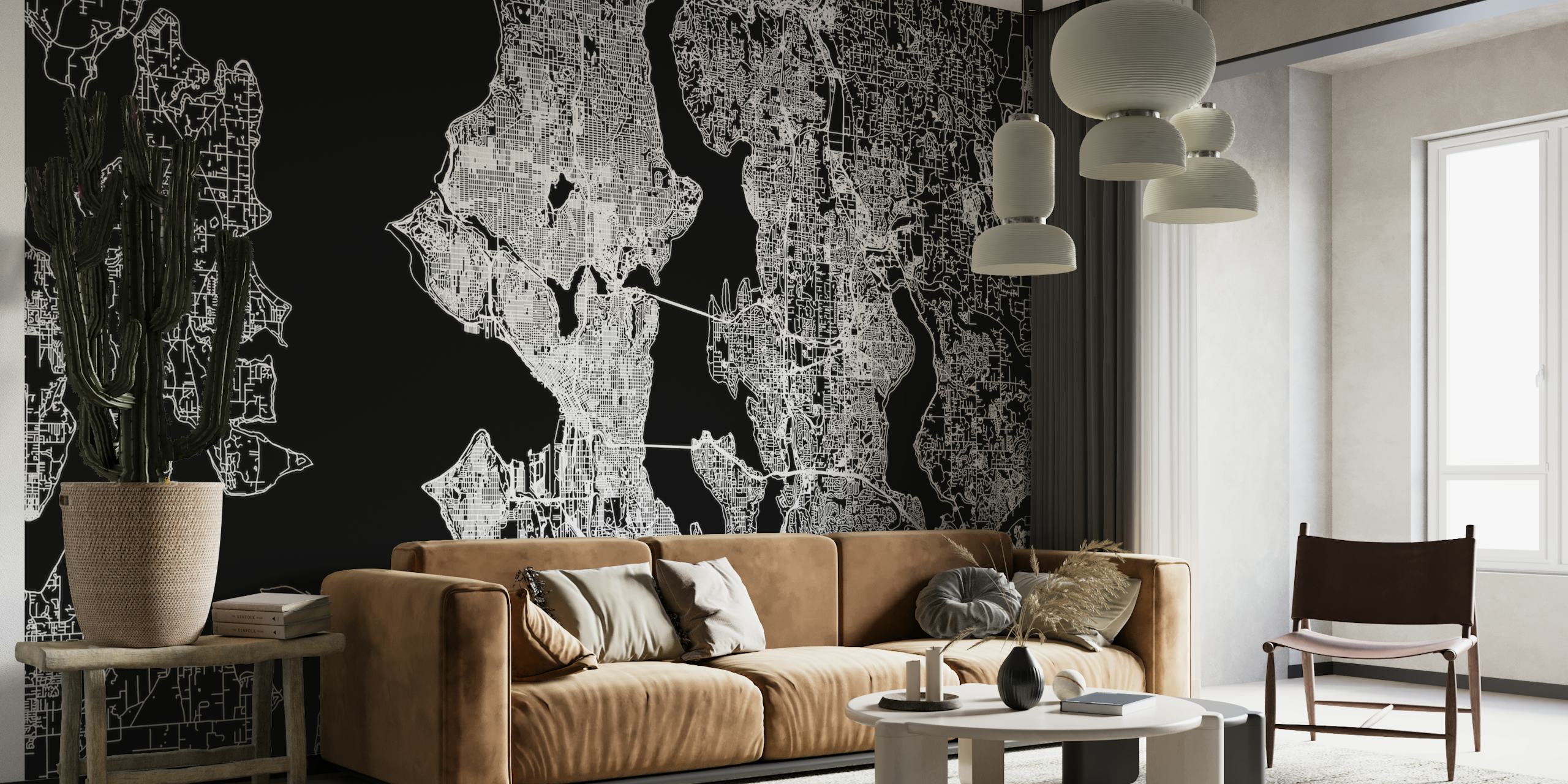 Seattle Black Map wallpaper
