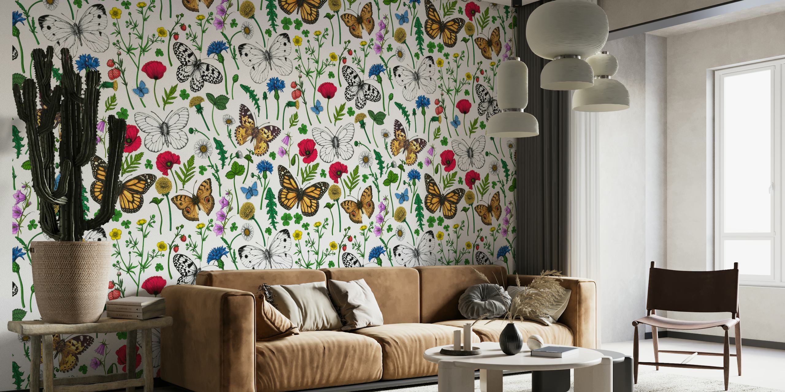 Wild flowers and butterflies 6 wallpaper