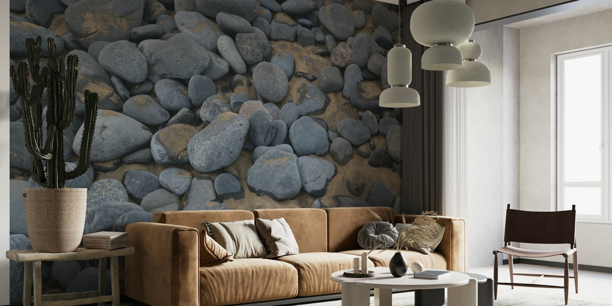 Beach Stones 1 wallpaper in a room